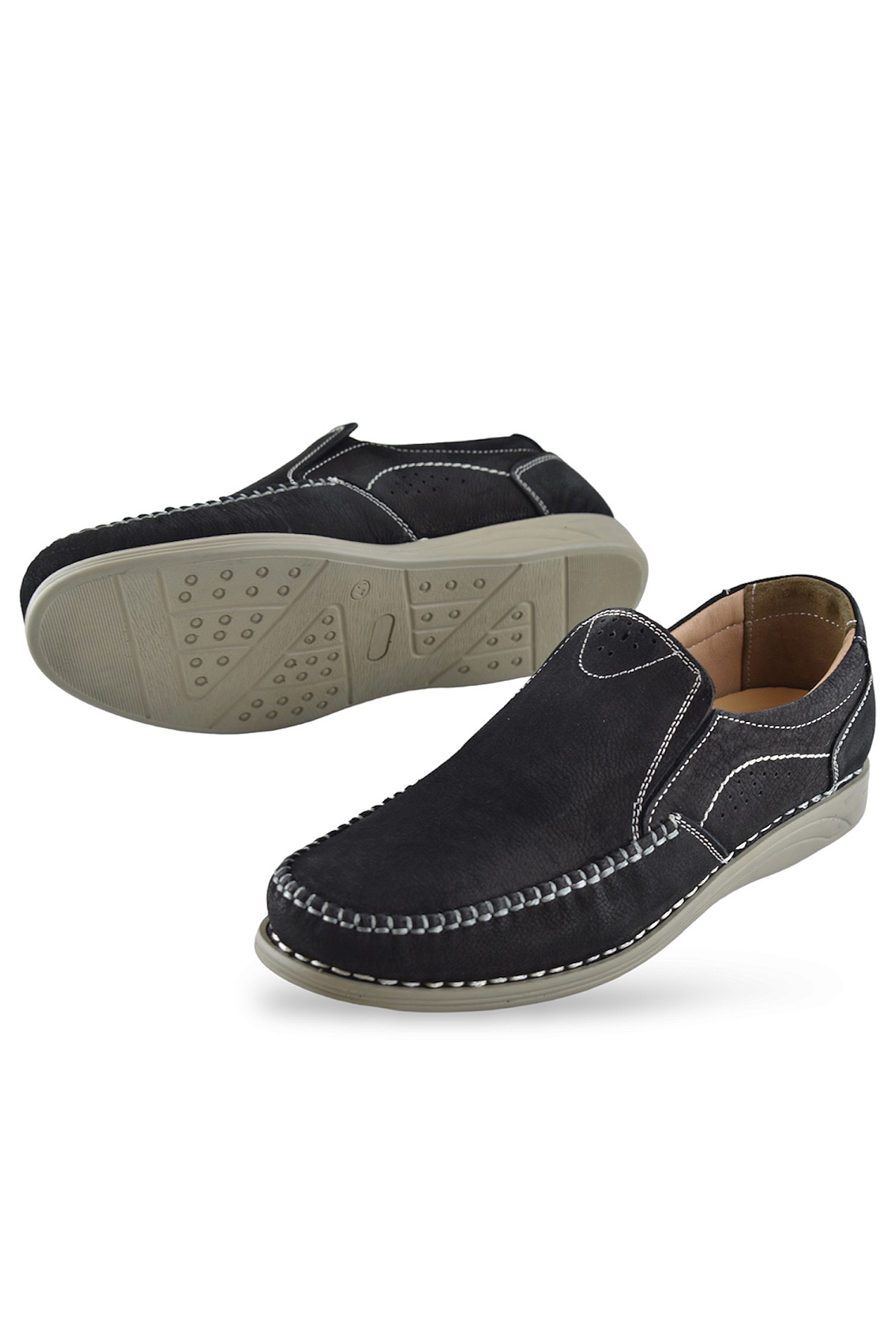 R02 Tam Ortopedik Taban Hakiki Deri Nubuk Erkek Ayakkabı Günlük Erkek Ayakkabı - Görsel 4