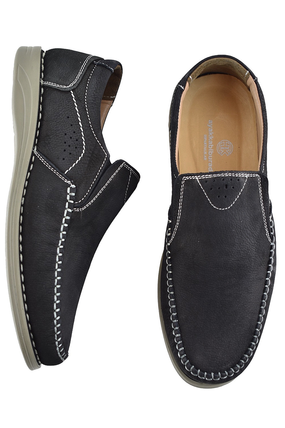 R02 Tam Ortopedik Taban Hakiki Deri Nubuk Erkek Ayakkabı Günlük Erkek Ayakkabı - Görsel 5