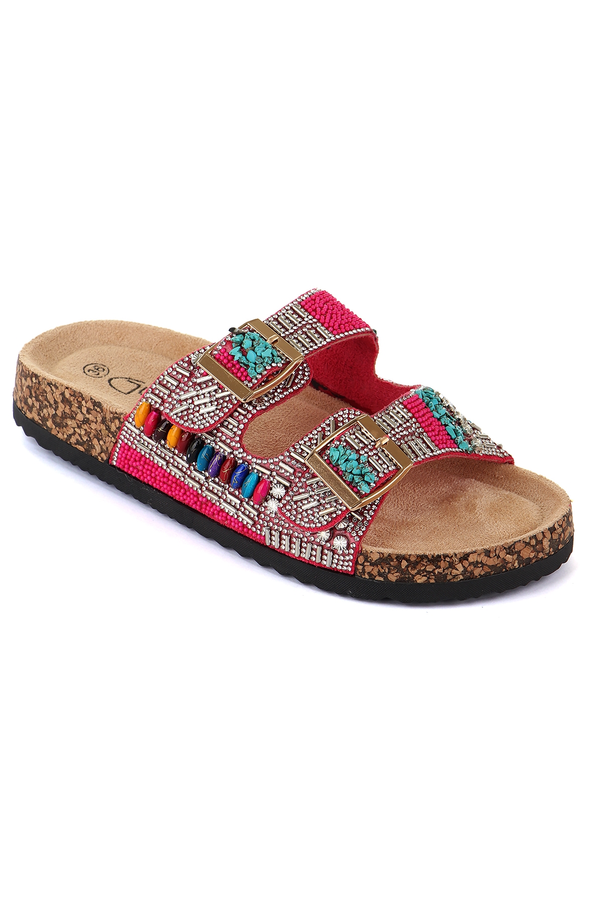 Toledo Anatomik Taban Taşlı Boncuk Detaylı Kadın Terlik - Görsel 5