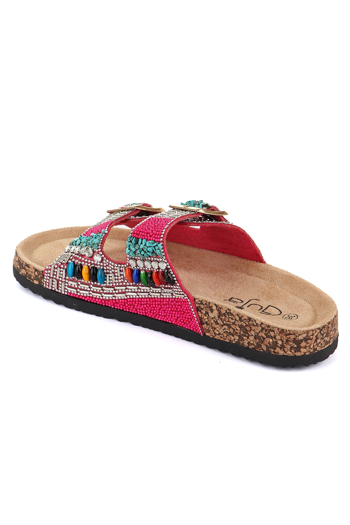 Toledo Anatomik Taban Taşlı Boncuk Detaylı Kadın Terlik - Görsel 6