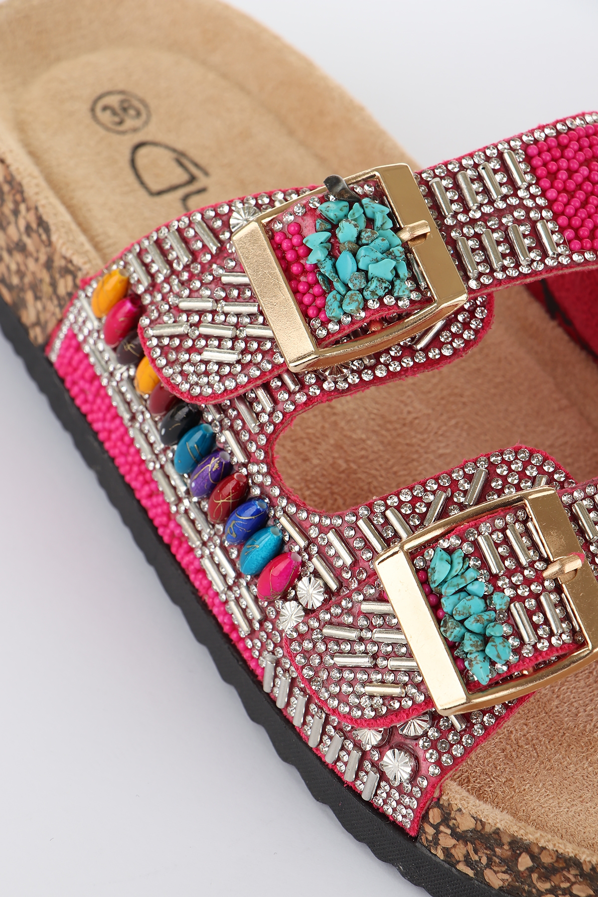 Toledo Anatomik Taban Taşlı Boncuk Detaylı Kadın Terlik - Görsel 7