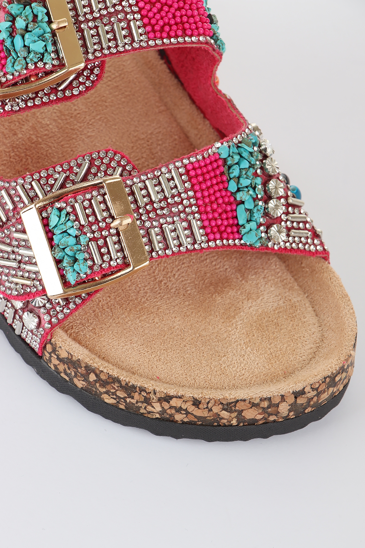 Toledo Anatomik Taban Taşlı Boncuk Detaylı Kadın Terlik - Görsel 8