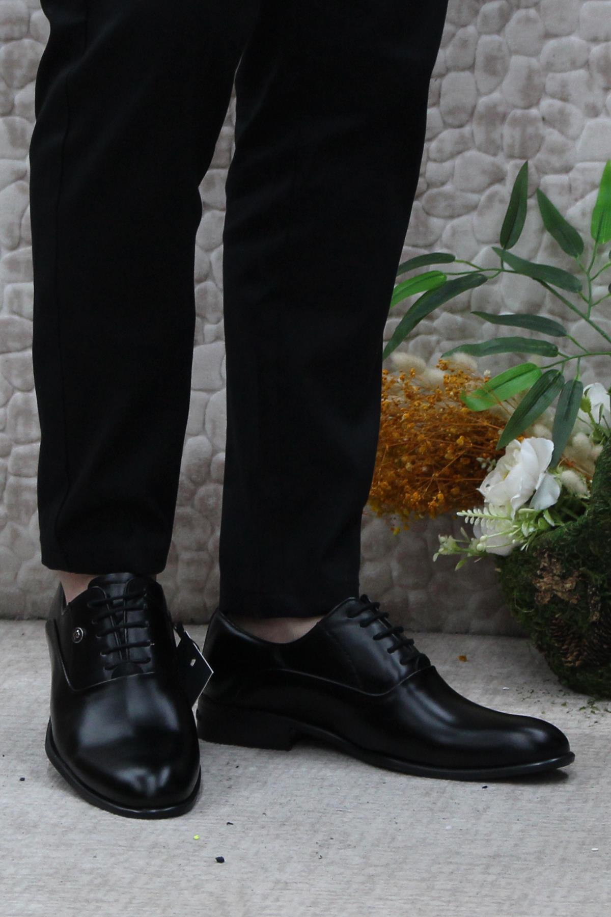 7017 Siyah Açma Damat Ayakkabısı Takım Ayakkabısı Erkek Klasik Ayakkabı - Görsel 3