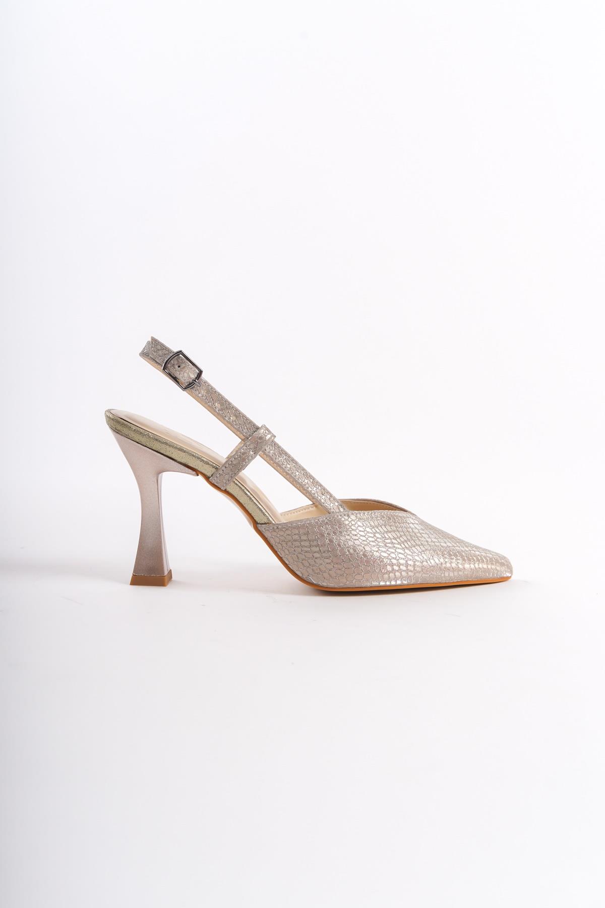 Parpar Altın Dore Kadeh Topuklu Stiletto Abiye Ayakkabı - Görsel 5