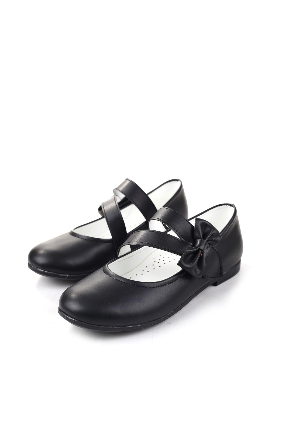 3735 Kız Çocuk Balerin Fiyonk Cırtlı Babet Ayakkabı - Görsel 3