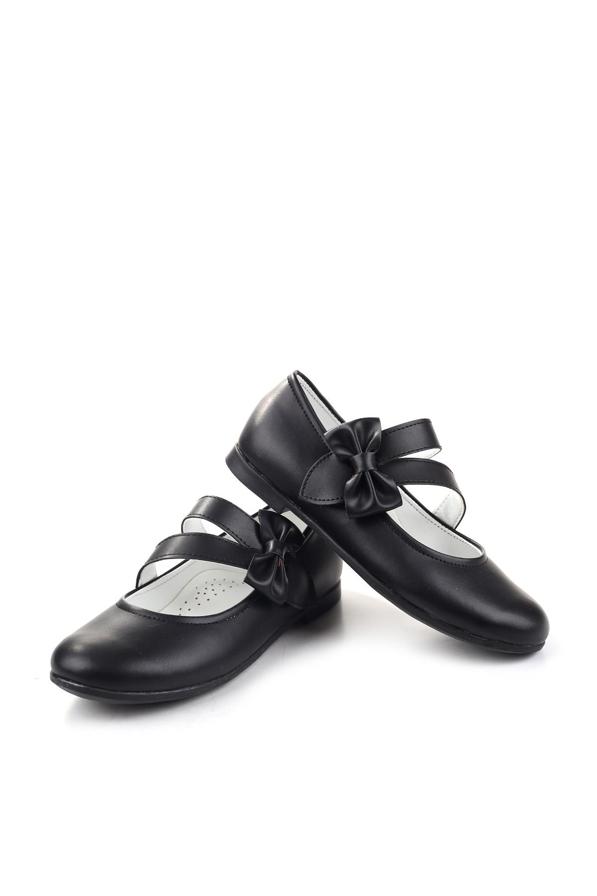 3735 Kız Çocuk Balerin Fiyonk Cırtlı Babet Ayakkabı - Görsel 4