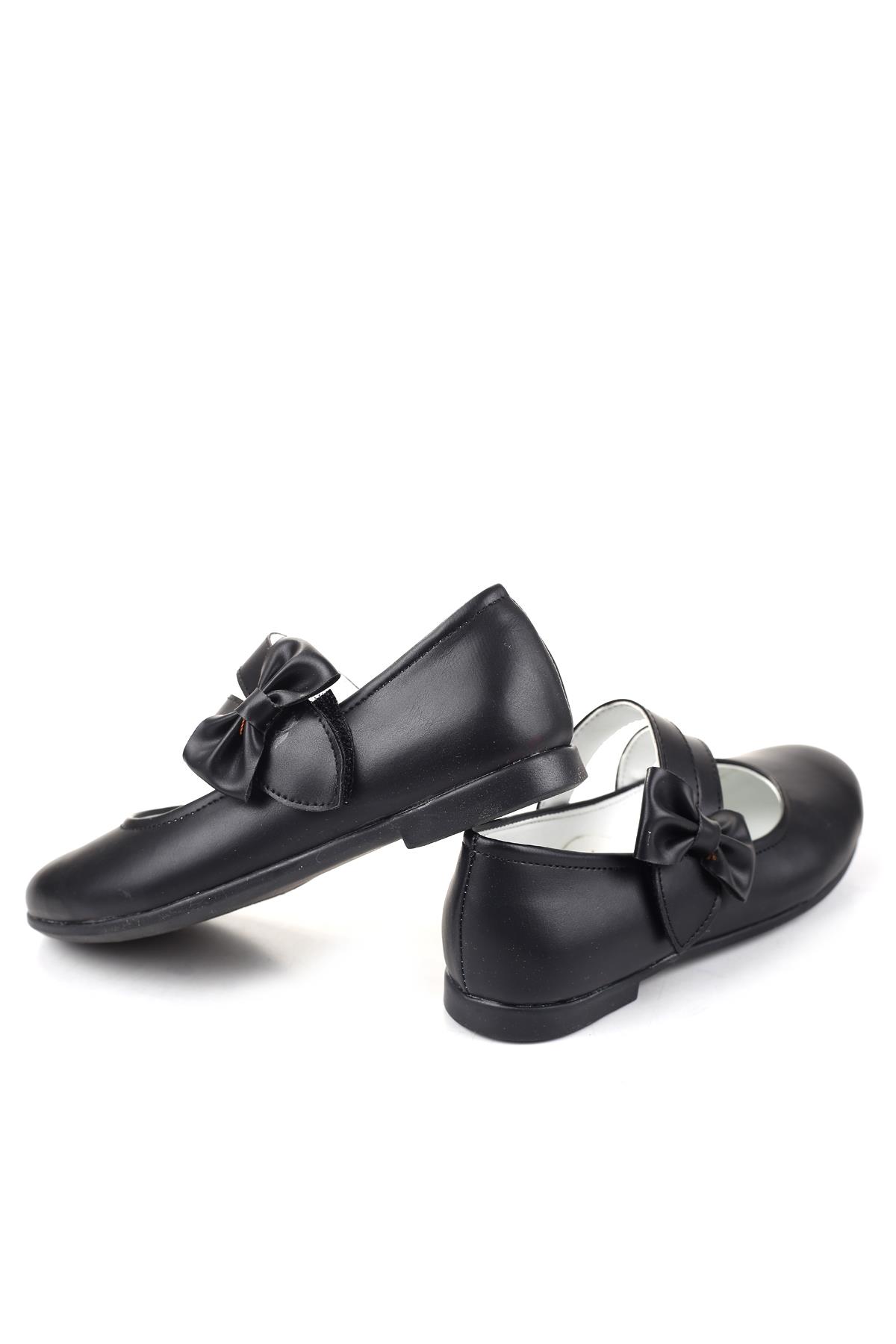 3735 Kız Çocuk Balerin Fiyonk Cırtlı Babet Ayakkabı - Görsel 5