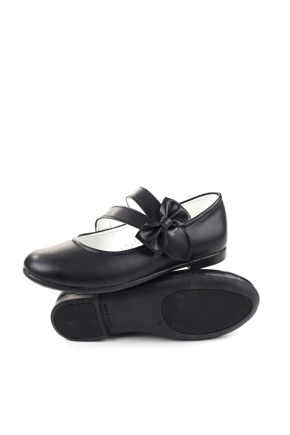 3735 Kız Çocuk Balerin Fiyonk Cırtlı Babet Ayakkabı - Görsel 6