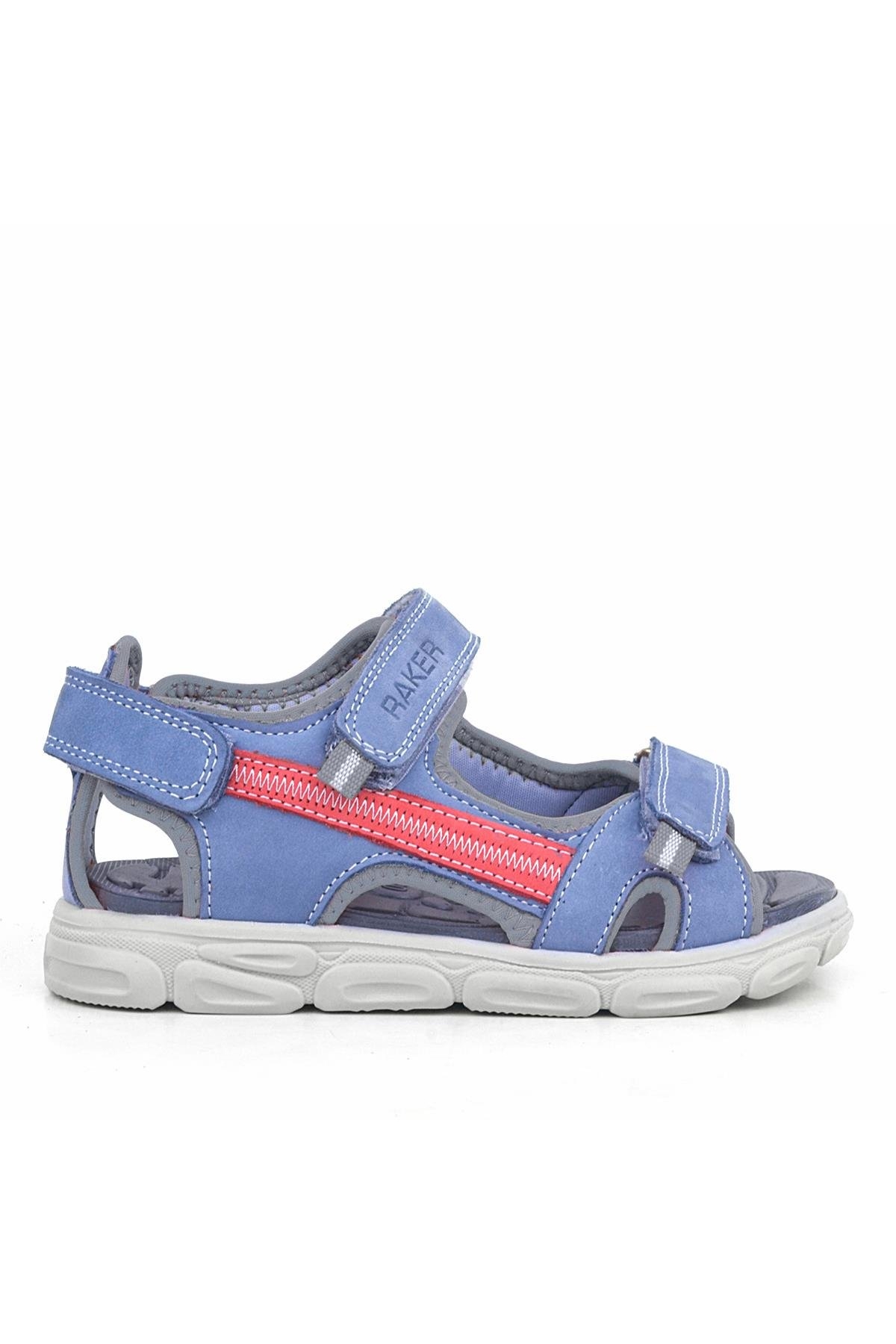 Hakiki Deri Mavi Turuncu Çocuk Sandalet Ayakkabı - Görsel 3