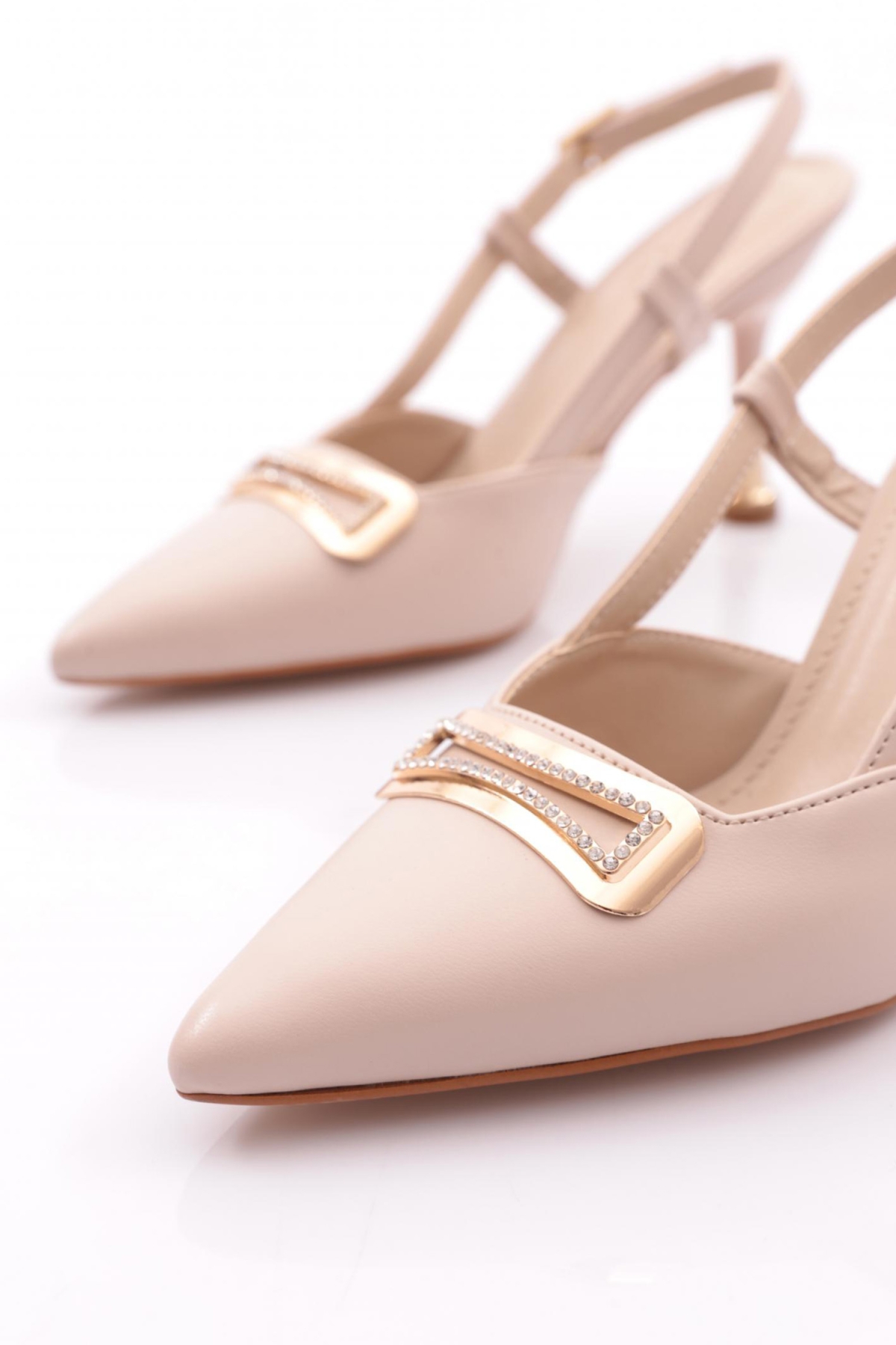 Dgn Dgn Bej 512 Kadin Arkadan Bağlamali Topuklu Ayakkabi Topuklu Ayakkabı | Flo Bej - 5. görsel