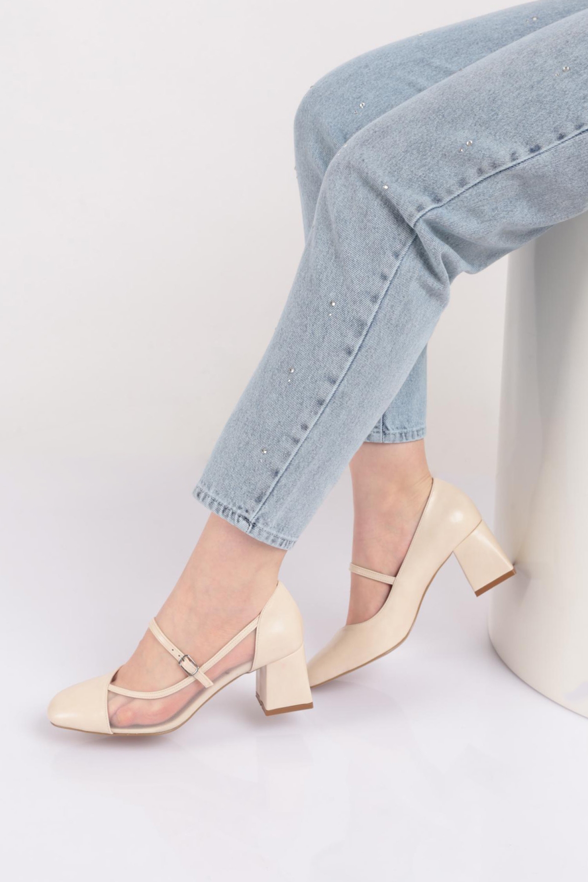 6802 Kadin Üstten Kemer Bağlamali Topuklu Ayakkabi - Görsel 6