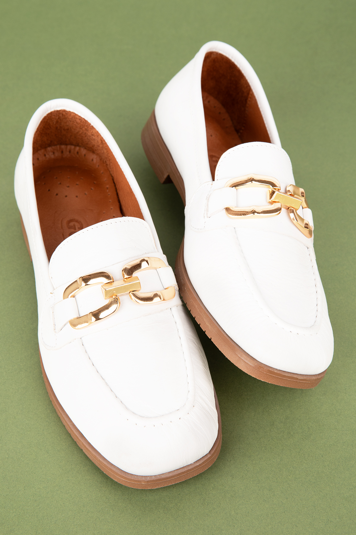 Gondol Hakiki Deri Kadın Köşeli Burun Loafer esl.b06 - Görsel 5