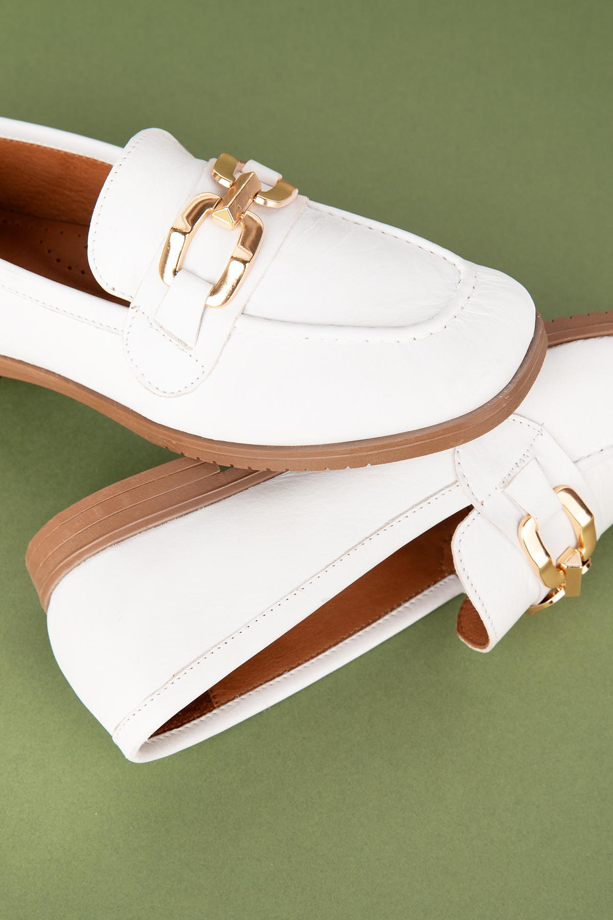 Gondol Hakiki Deri Kadın Köşeli Burun Loafer esl.b06 - Görsel 6