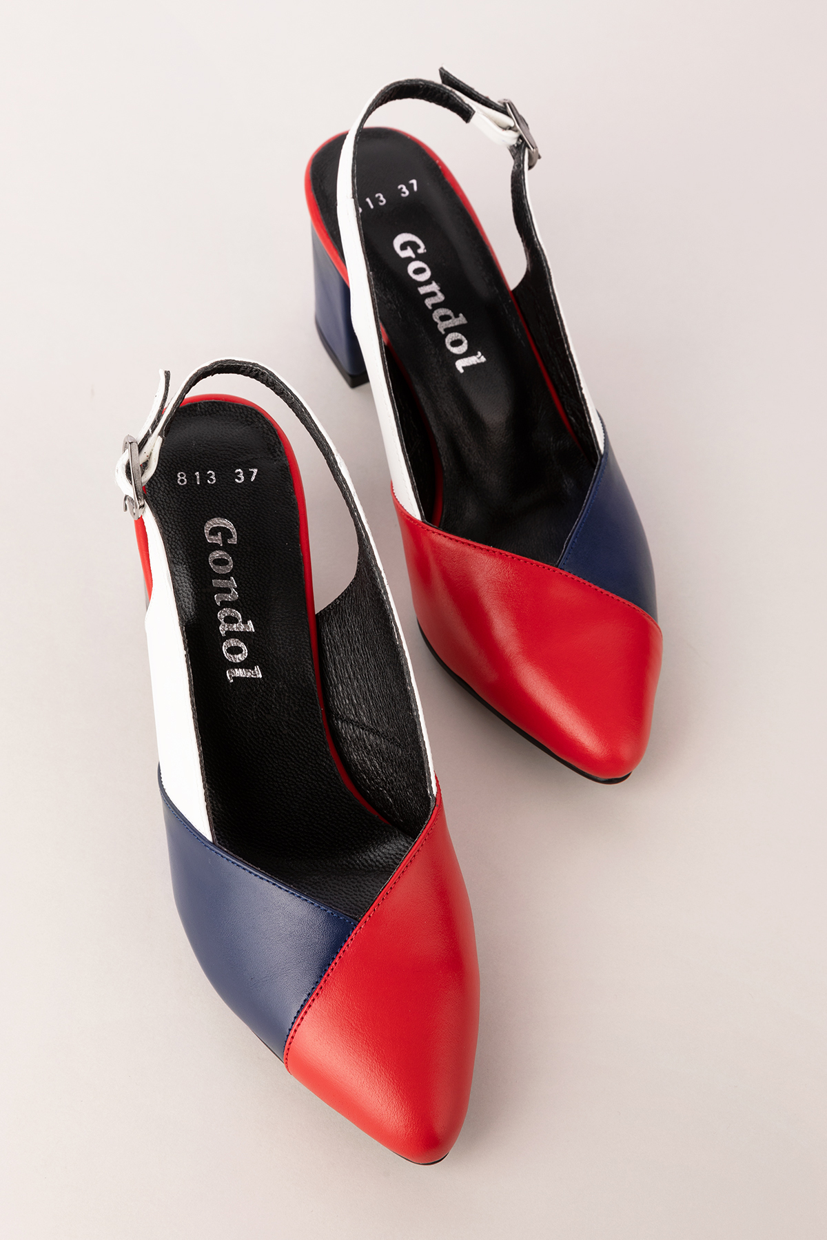 Gondol Hakiki Deri Renkli Kombin Şık Topuklu Ayakkabı şhn.815 - Görsel 2