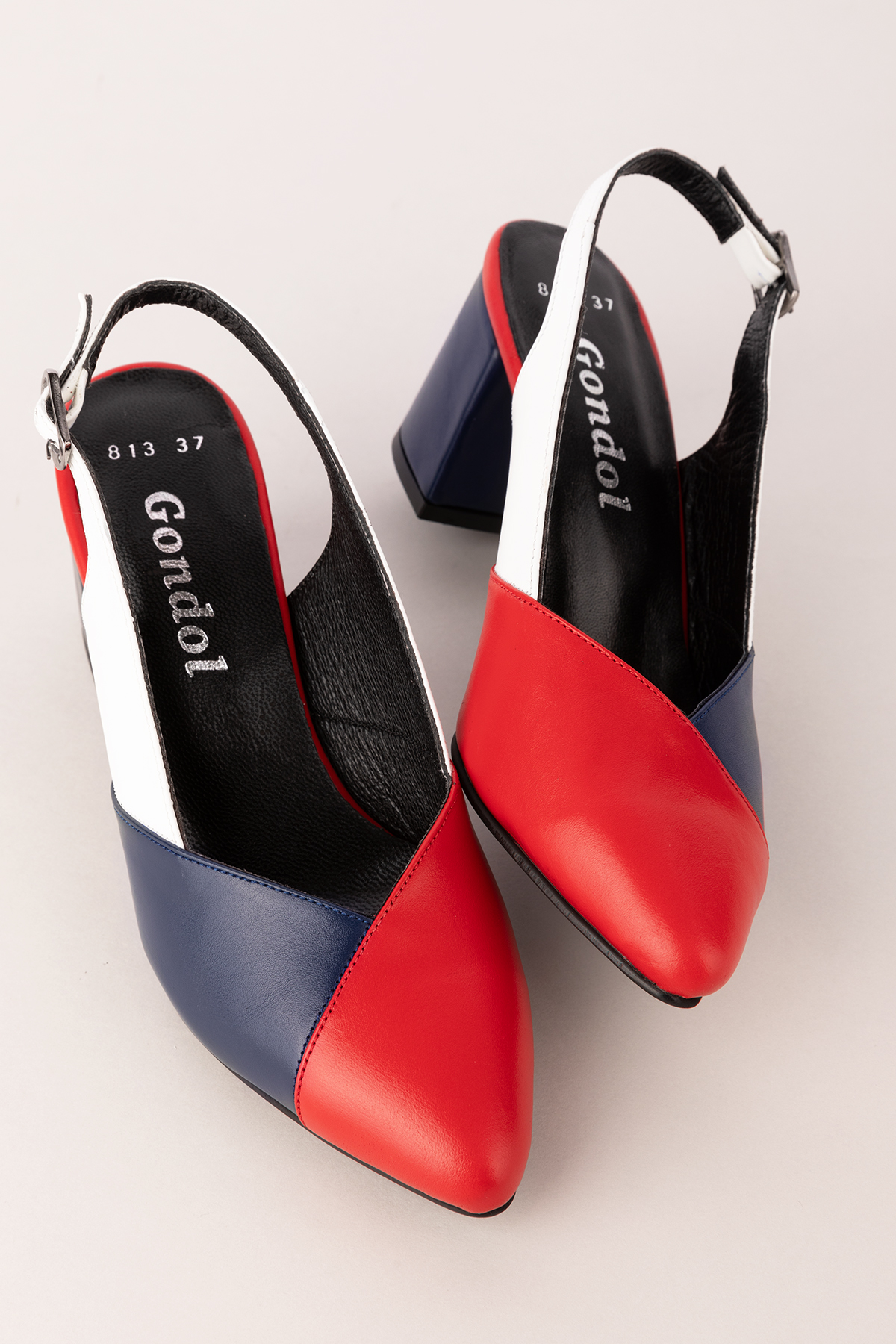Gondol Hakiki Deri Renkli Kombin Şık Topuklu Ayakkabı şhn.815 - Görsel 4