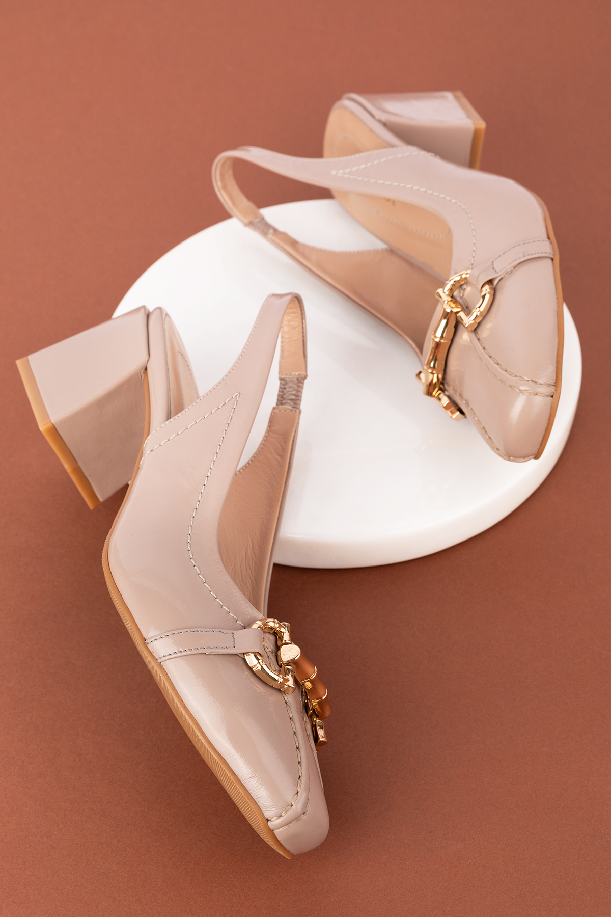 Gondol Hakiki Deri Toka Detaylı Şık Topuklu Ayakkabı ast.6451 - Görsel 5