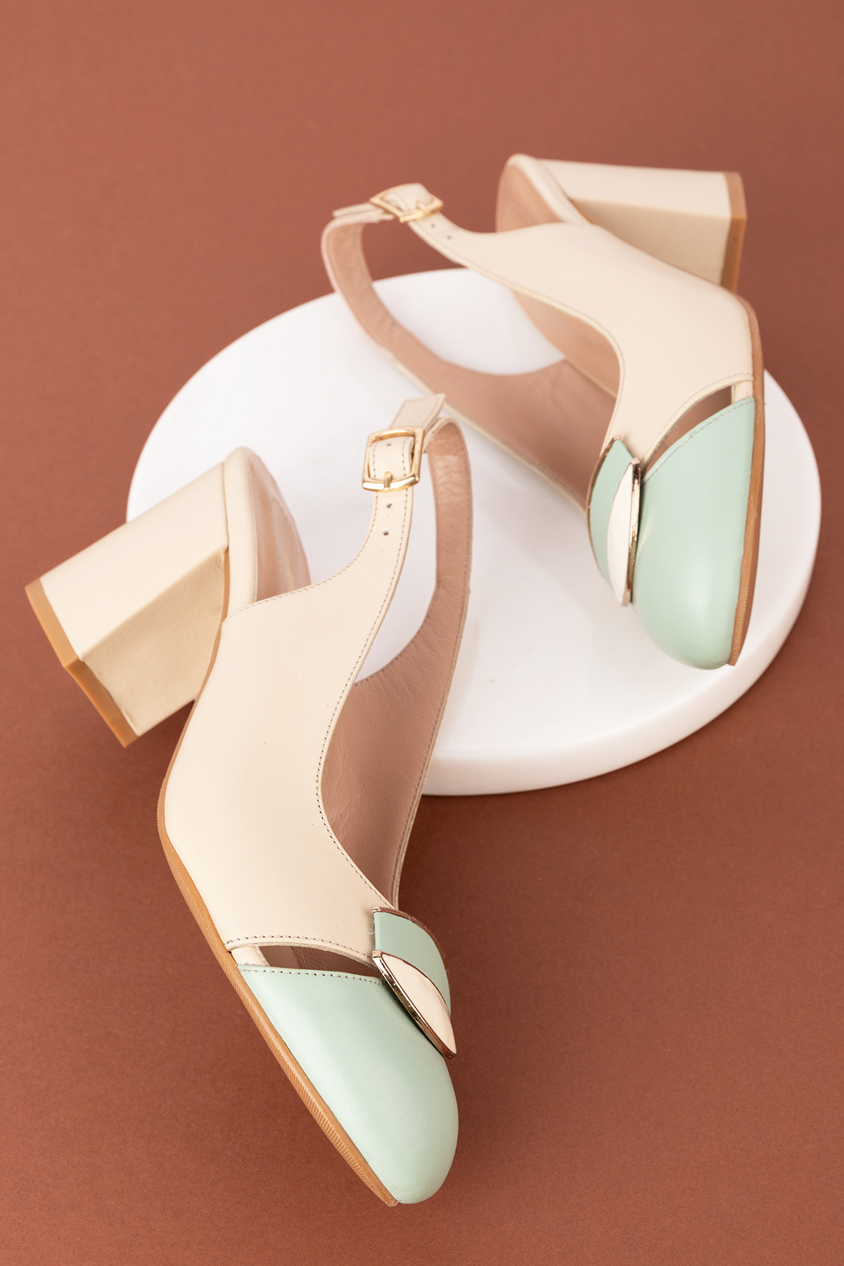 Gondol Hakiki Deri Toka Detaylı Şık Topuklu Ayakkabı ast.6725 - Görsel 5