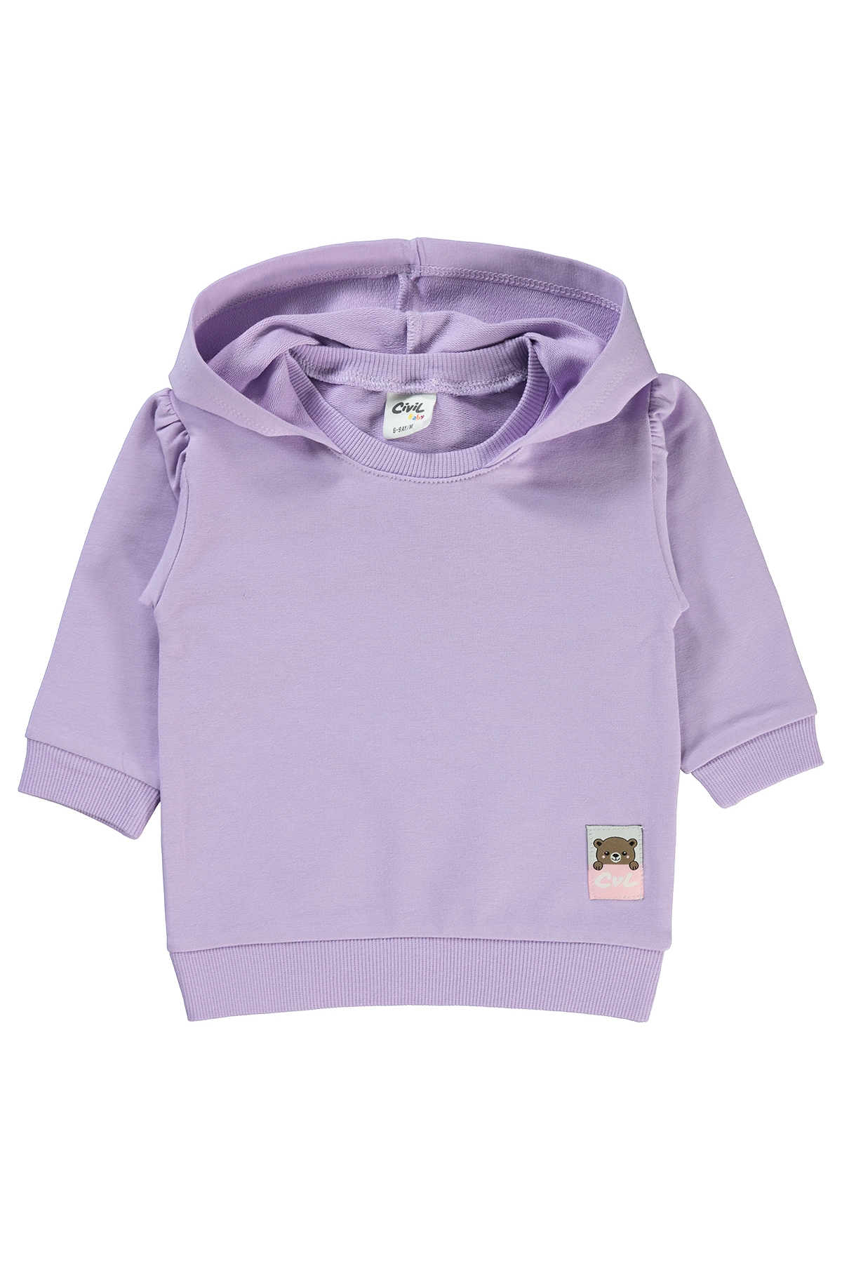 Kız Bebek Kapüşonlu Sweatshirt 6-18 Ay Lila