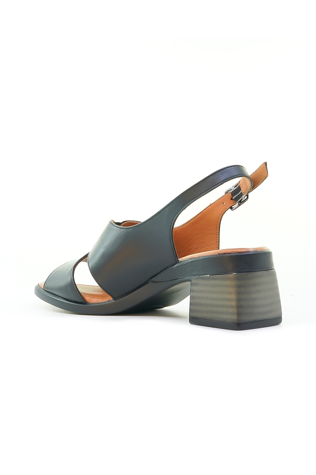 KADIN HAKİKİ DERİ ORTOPEDİK TABAN GÜNLÜK TOPUKLU SANDALET (36-40) 24Y 2311510Y Z SİYAH - Görsel 4