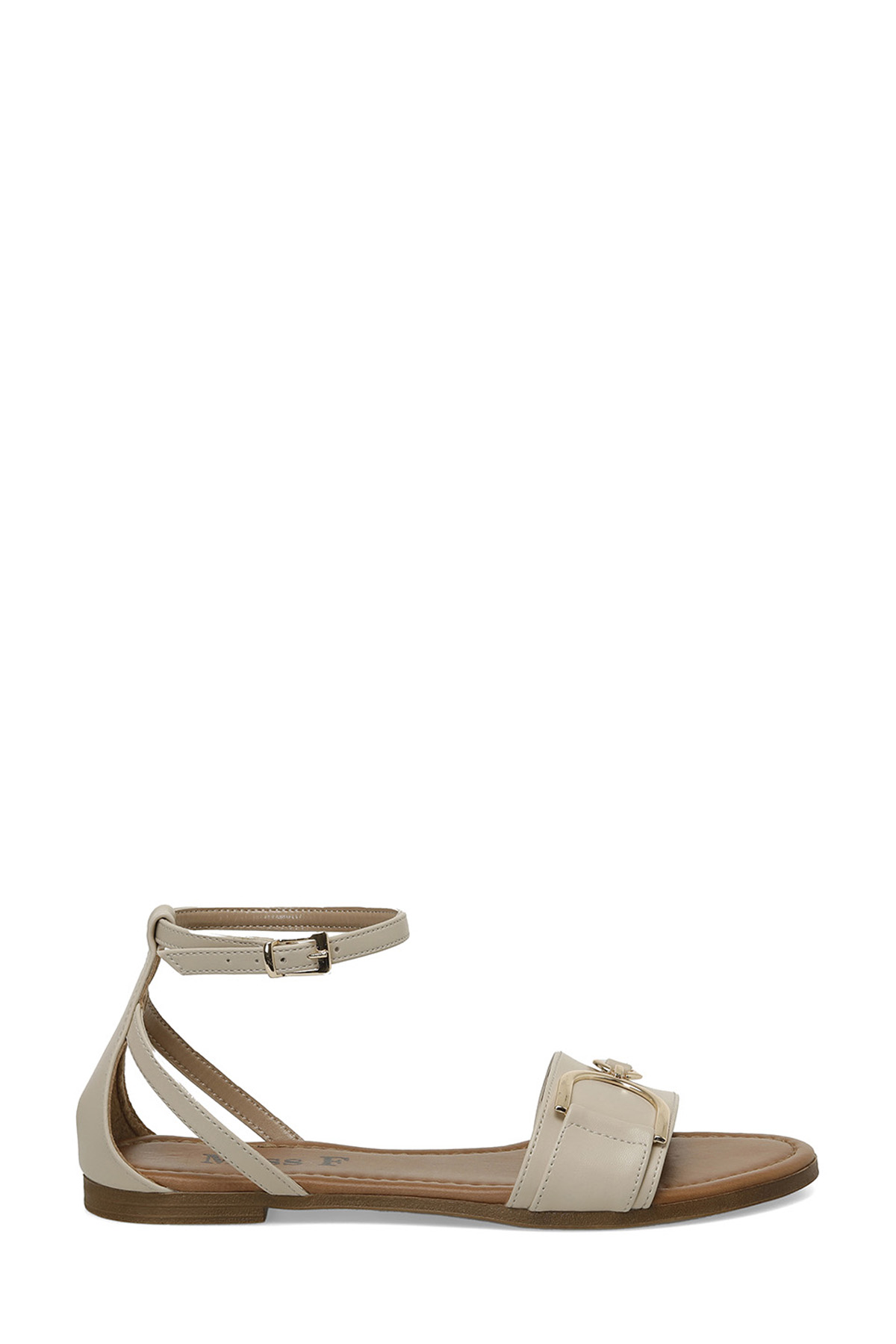 DS24015 4FX Bej Kadın Düz Sandalet - Görsel 2
