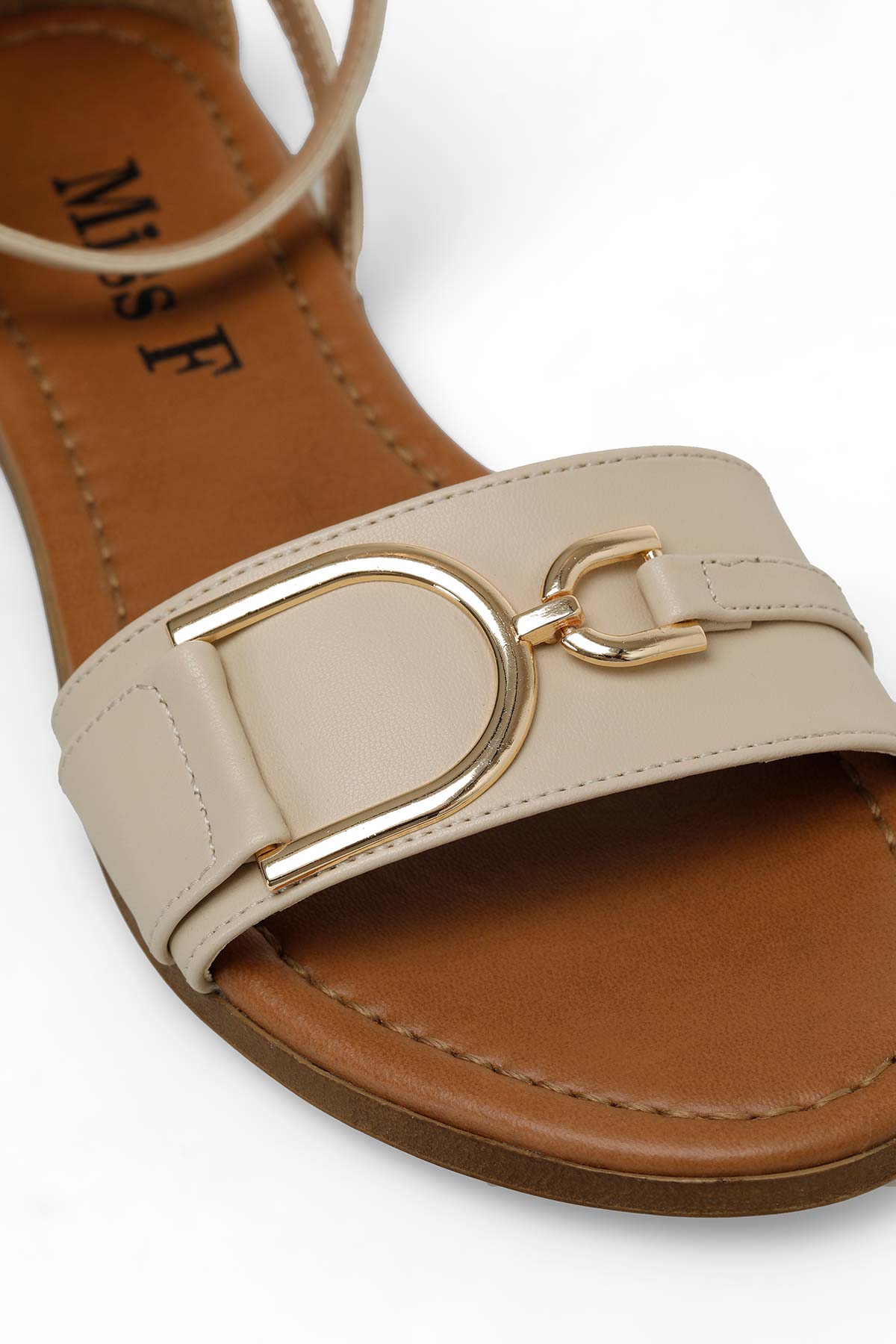 DS24015 4FX Bej Kadın Düz Sandalet - Görsel 8