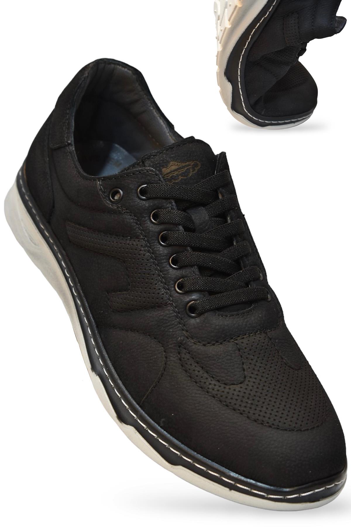 5319 Tam Ortopedik Taban Hakiki Deri Erkek Ayakkabı Hafif Poli Taban Nubuk Süed - Görsel 3