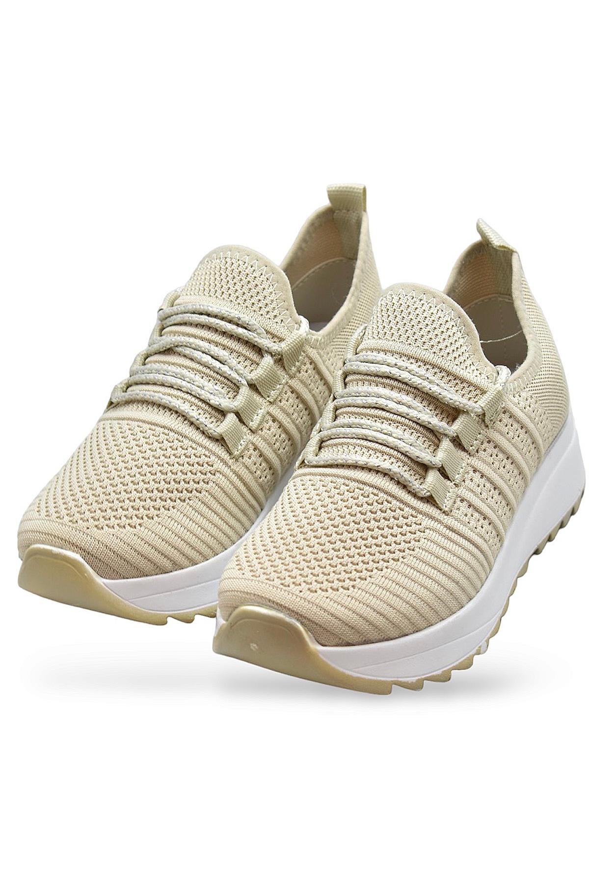 418 TAM Ortopedik Taban Triko Kadın Spor Ayakkabı Bayan Günlük Spor Ayakkabı - Görsel 3