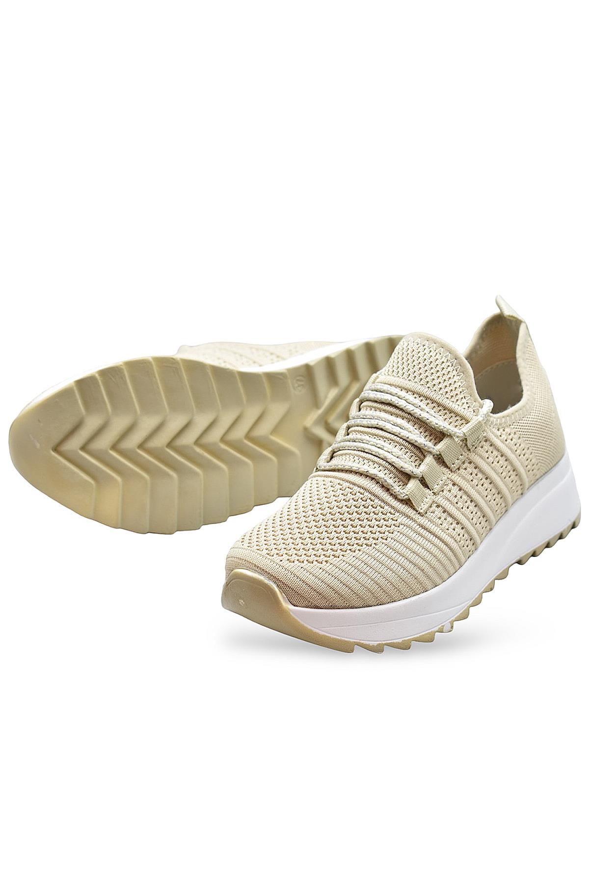 418 TAM Ortopedik Taban Triko Kadın Spor Ayakkabı Bayan Günlük Spor Ayakkabı - Görsel 5