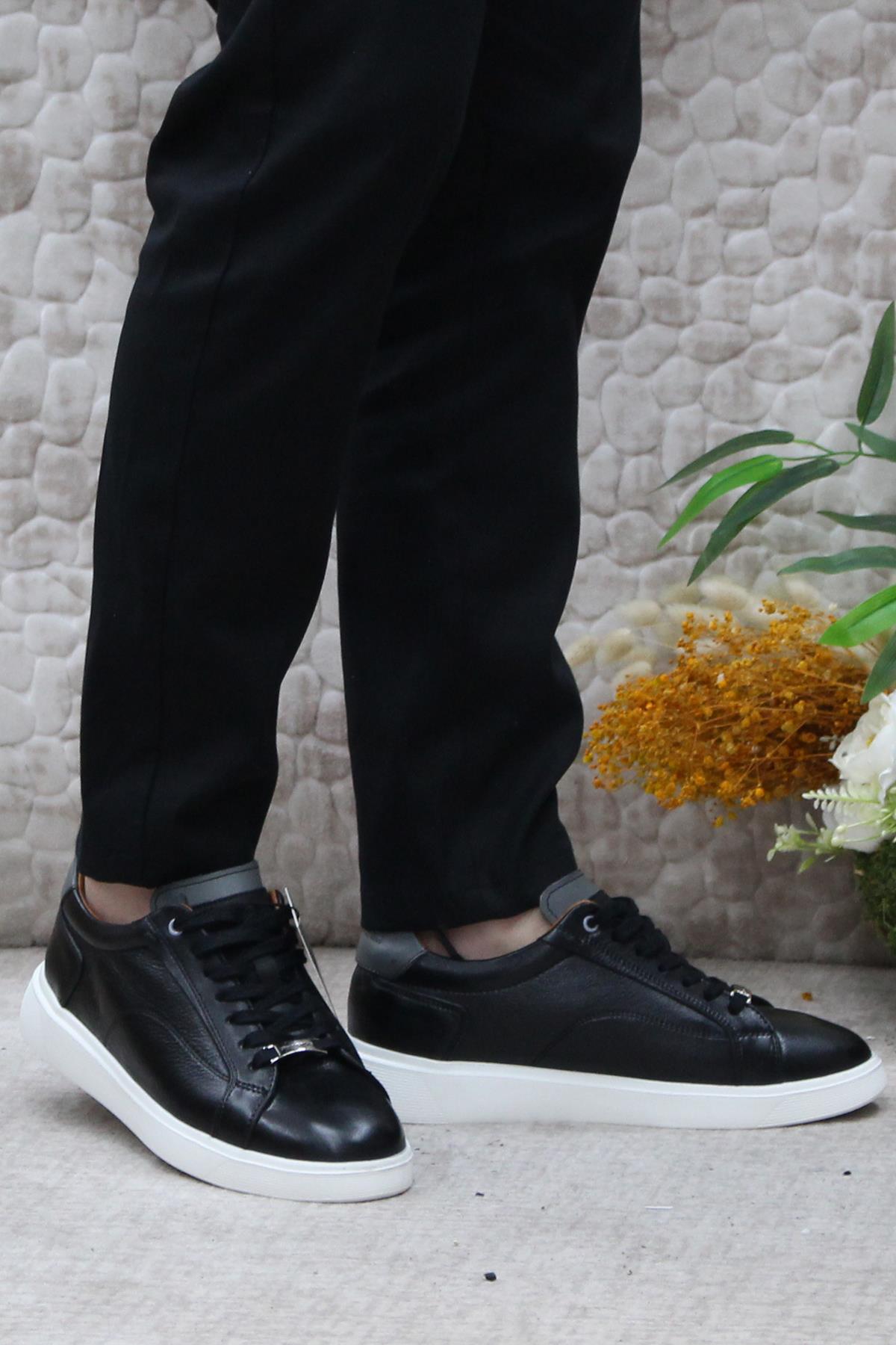 63574 Siyah Orijinal Ürün İç Ve Dış Hakiki Deri Erkek Ayakkabı - Görsel 2