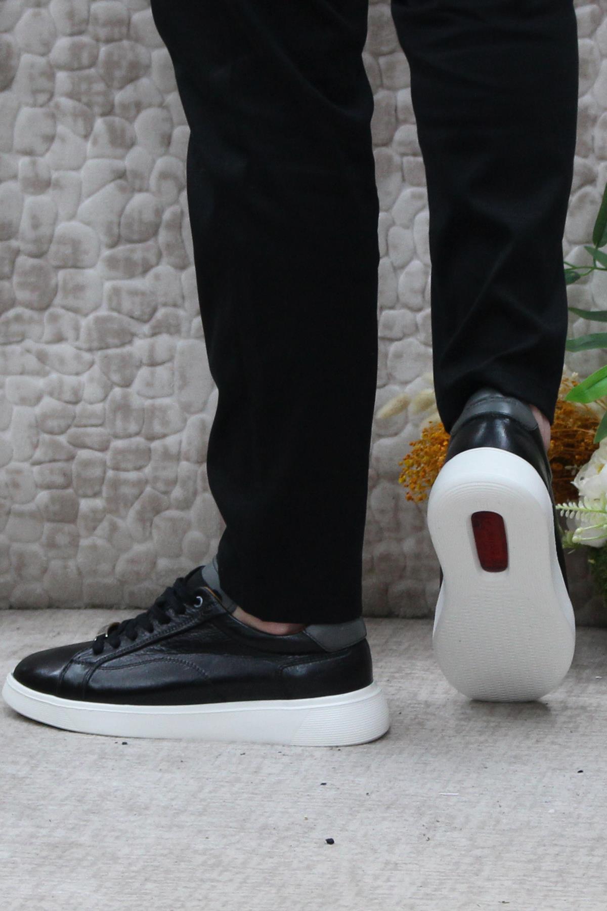 63574 Siyah Orijinal Ürün İç Ve Dış Hakiki Deri Erkek Ayakkabı - Görsel 5