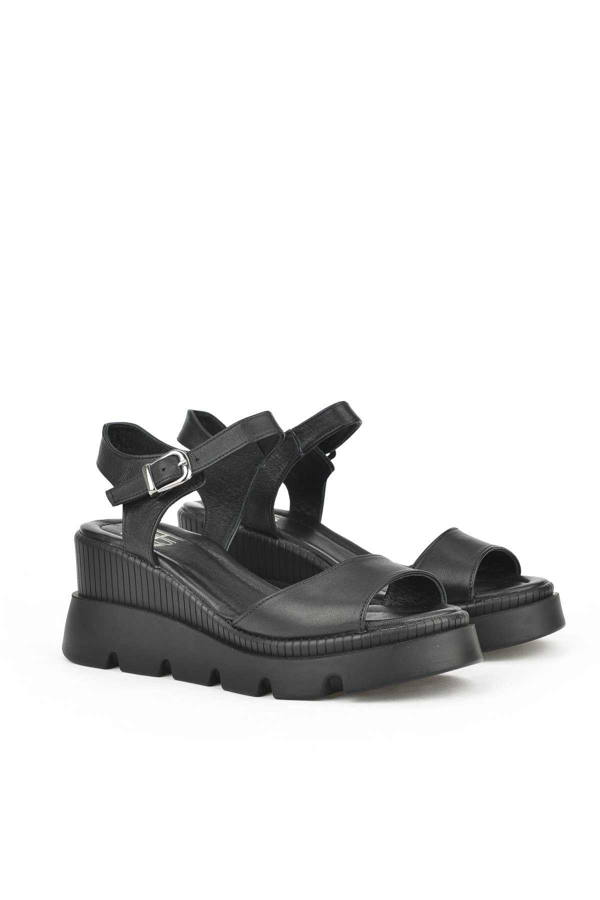 Kadın Hakiki Deri Dolgu Topuk Sandalet 1411020Z2003 Siyah - Görsel 3