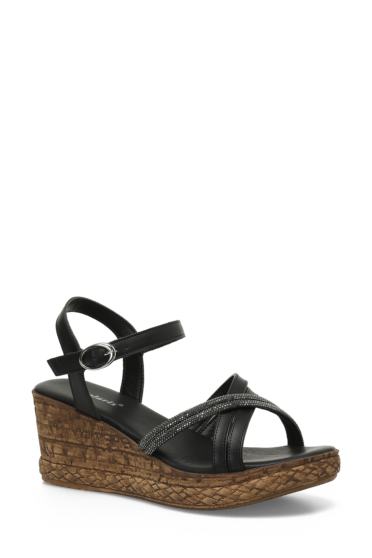 323155.Z 4FX Siyah Kadın Dolgu Topuk Sandalet - Görsel 3