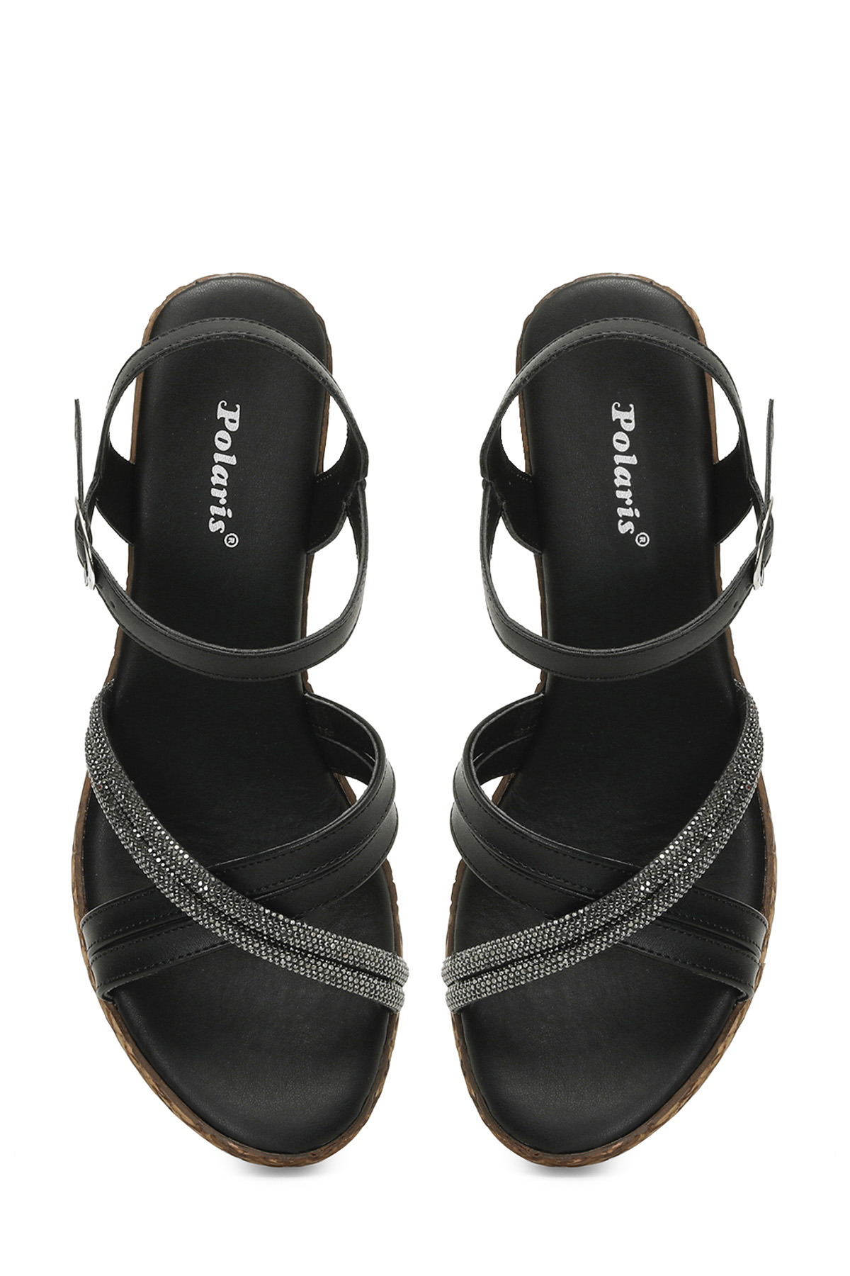 323155.Z 4FX Siyah Kadın Dolgu Topuk Sandalet - Görsel 5
