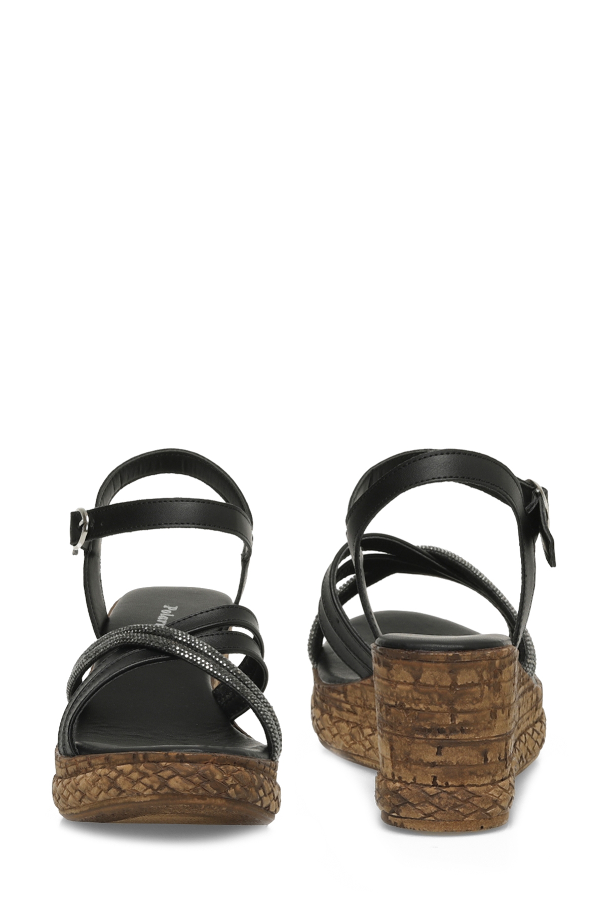 323155.Z 4FX Siyah Kadın Dolgu Topuk Sandalet - Görsel 6