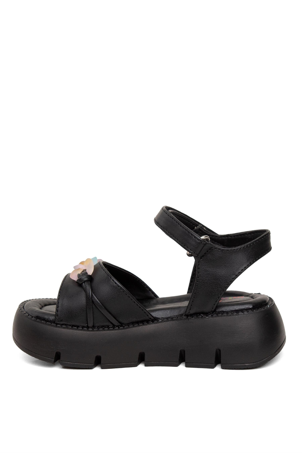J P 260 Patik Kız Çocuk Düz Sandalet Siyah - Görsel 4