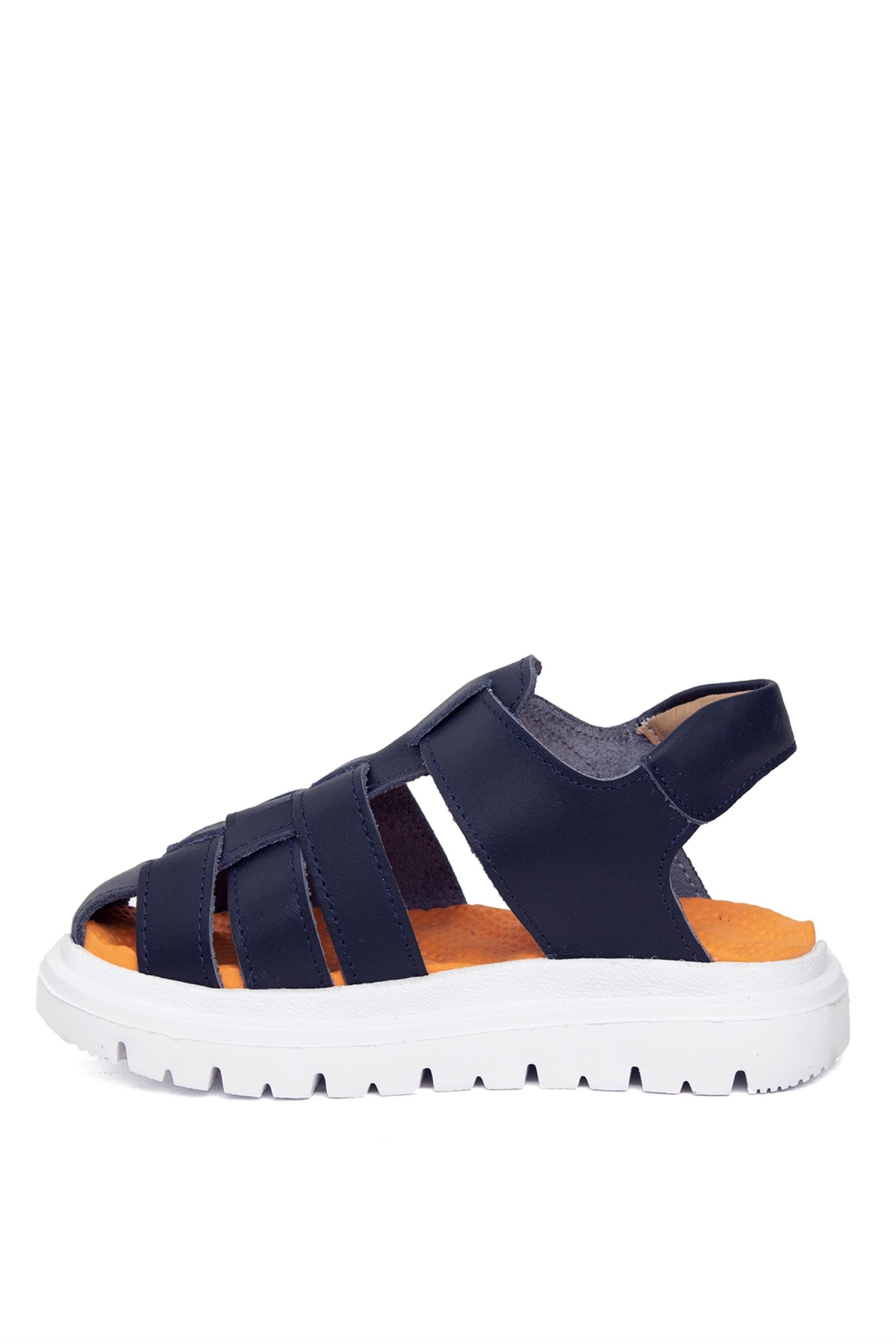MZ P 3311C Patik Erkek Çocuk Hakiki Deri Düz Sandalet Lacivert - Görsel 4