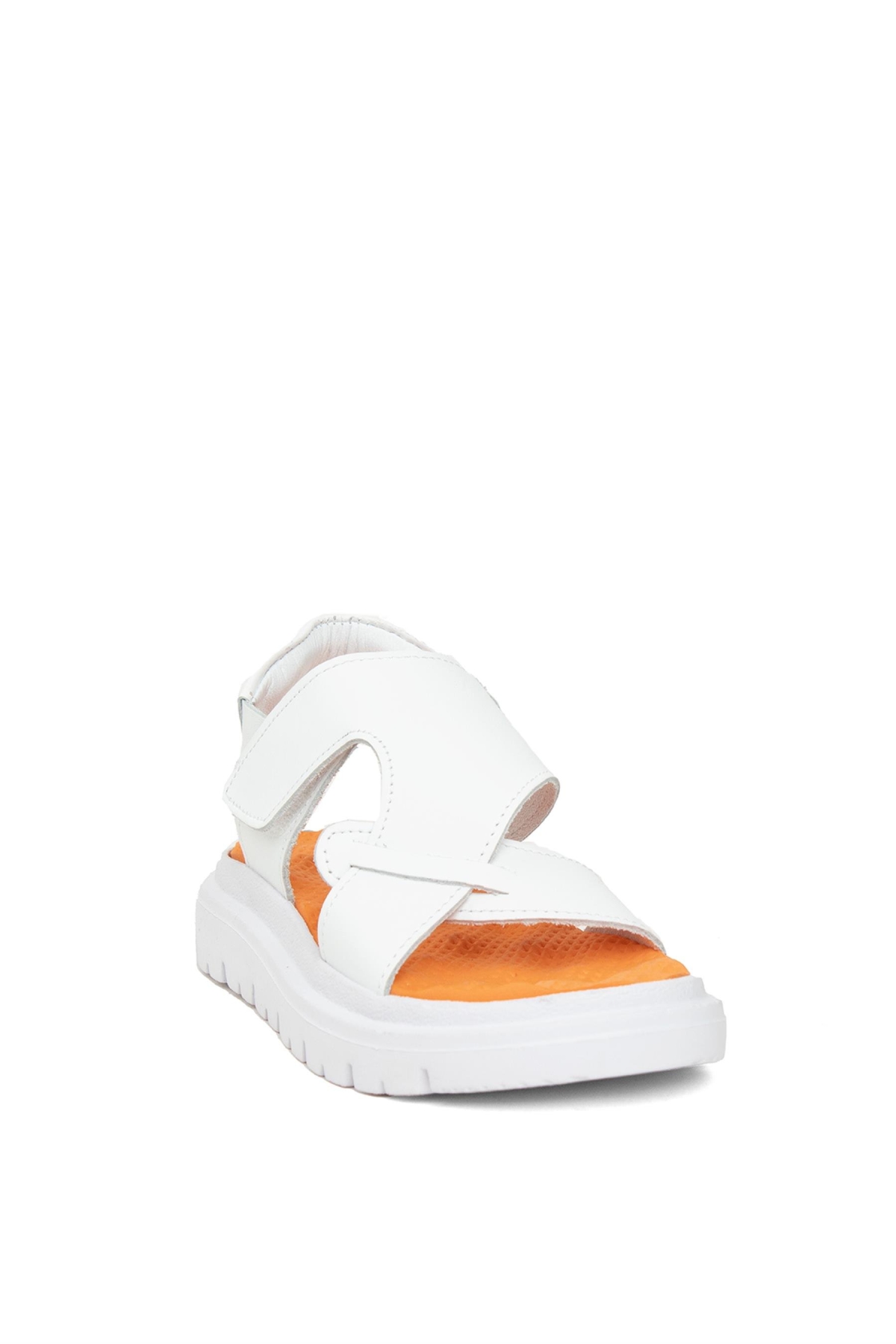 S F 2281C Patik Erkek Çocuk Hakiki Deri Düz Sandalet Beyaz - Görsel 3