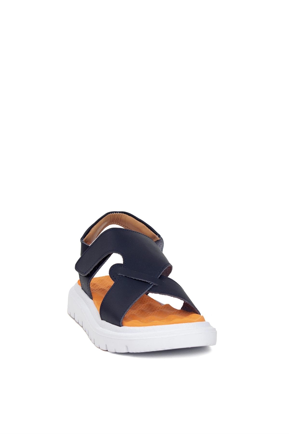 S F 2281C Filet Erkek Çocuk Hakiki Deri Düz Sandalet Lacivert - Görsel 3