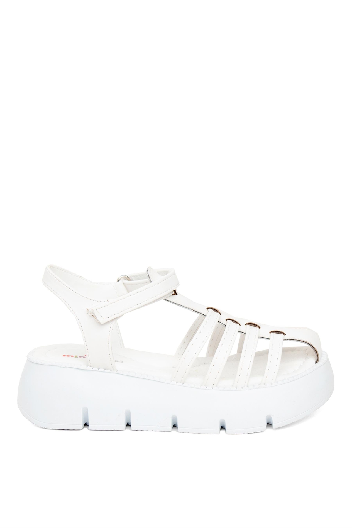 J F 210 Filet Erkek Çocuk Düz Sandalet Beyaz - Görsel 2