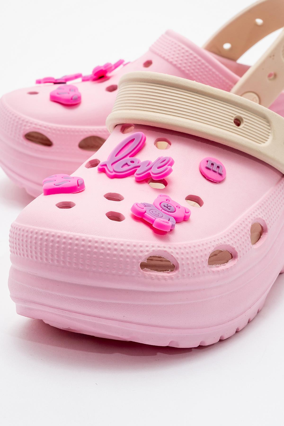 Kadın Düz Terlik PEMBE EKRU - Görsel 4