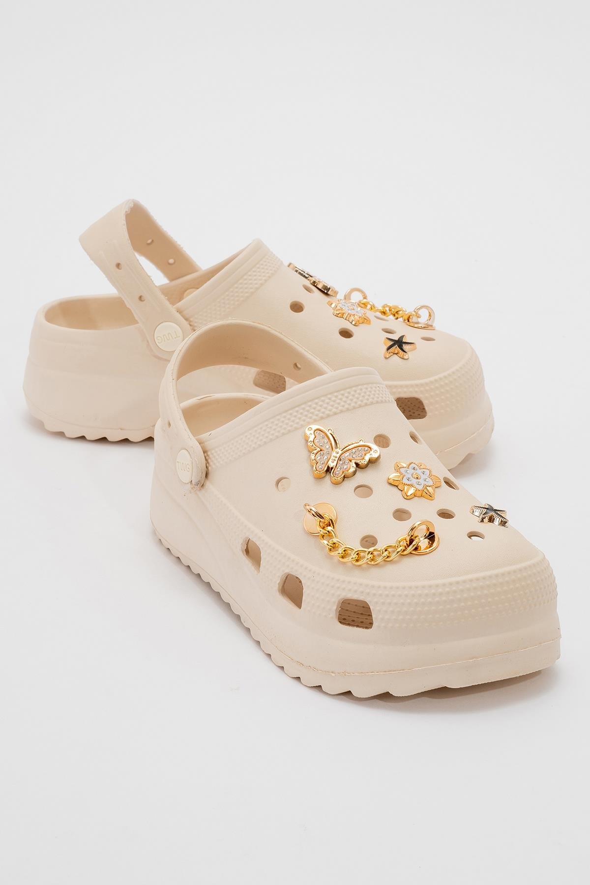 Kadın Charmlı Sabo Terlik EKRU - Görsel 3