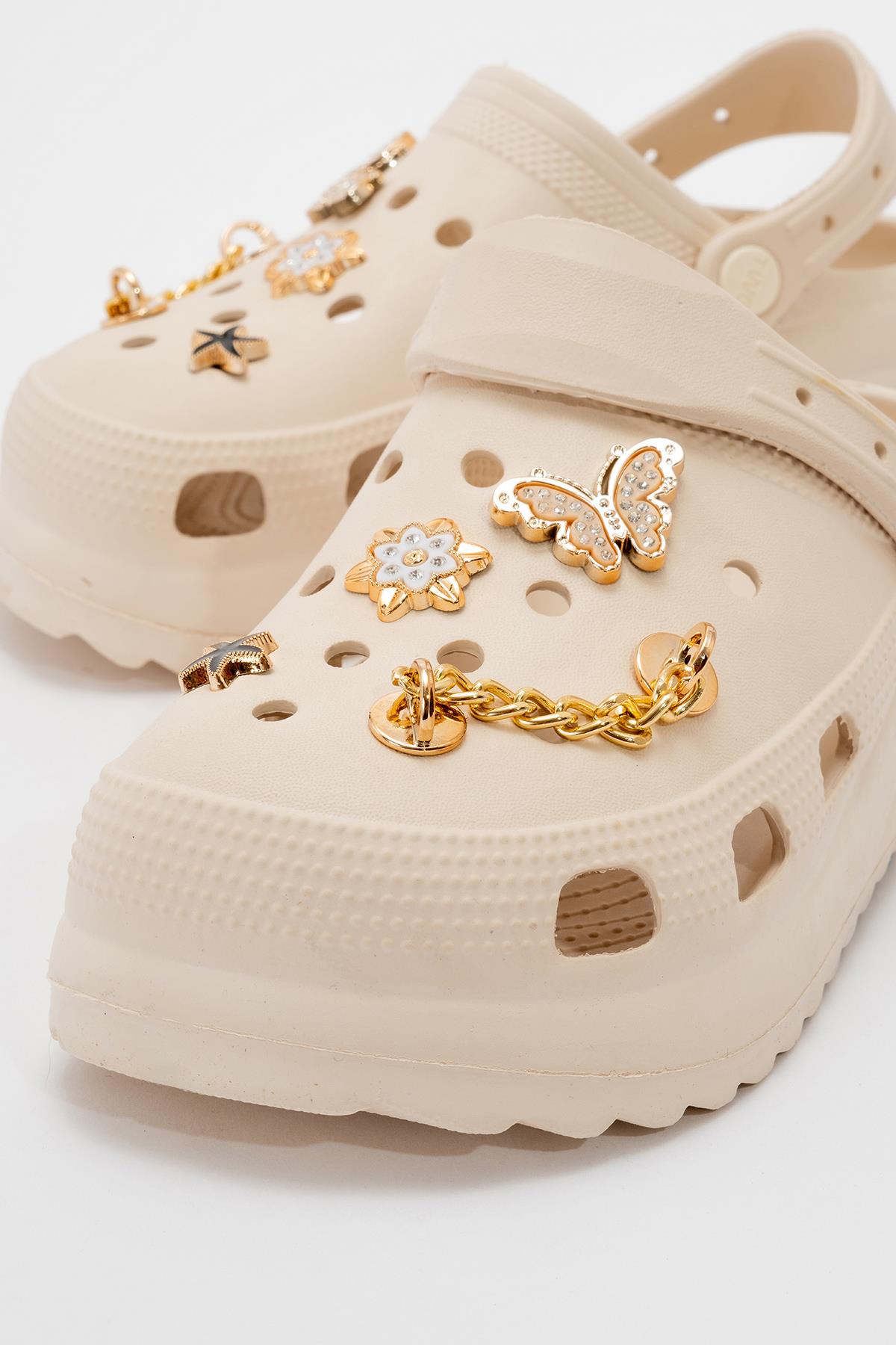 Kadın Charmlı Sabo Terlik EKRU - Görsel 4