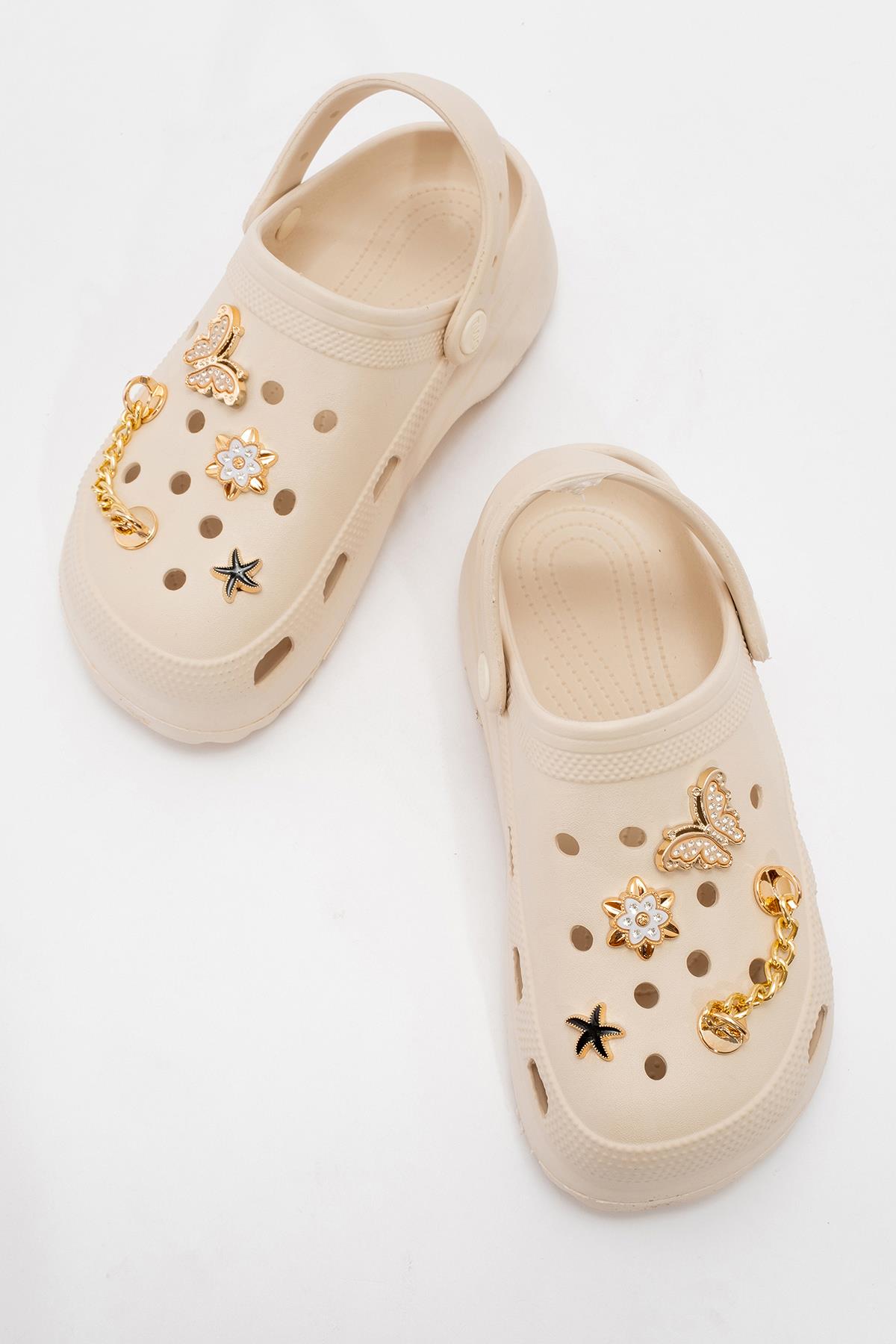 Kadın Charmlı Sabo Terlik EKRU - Görsel 6