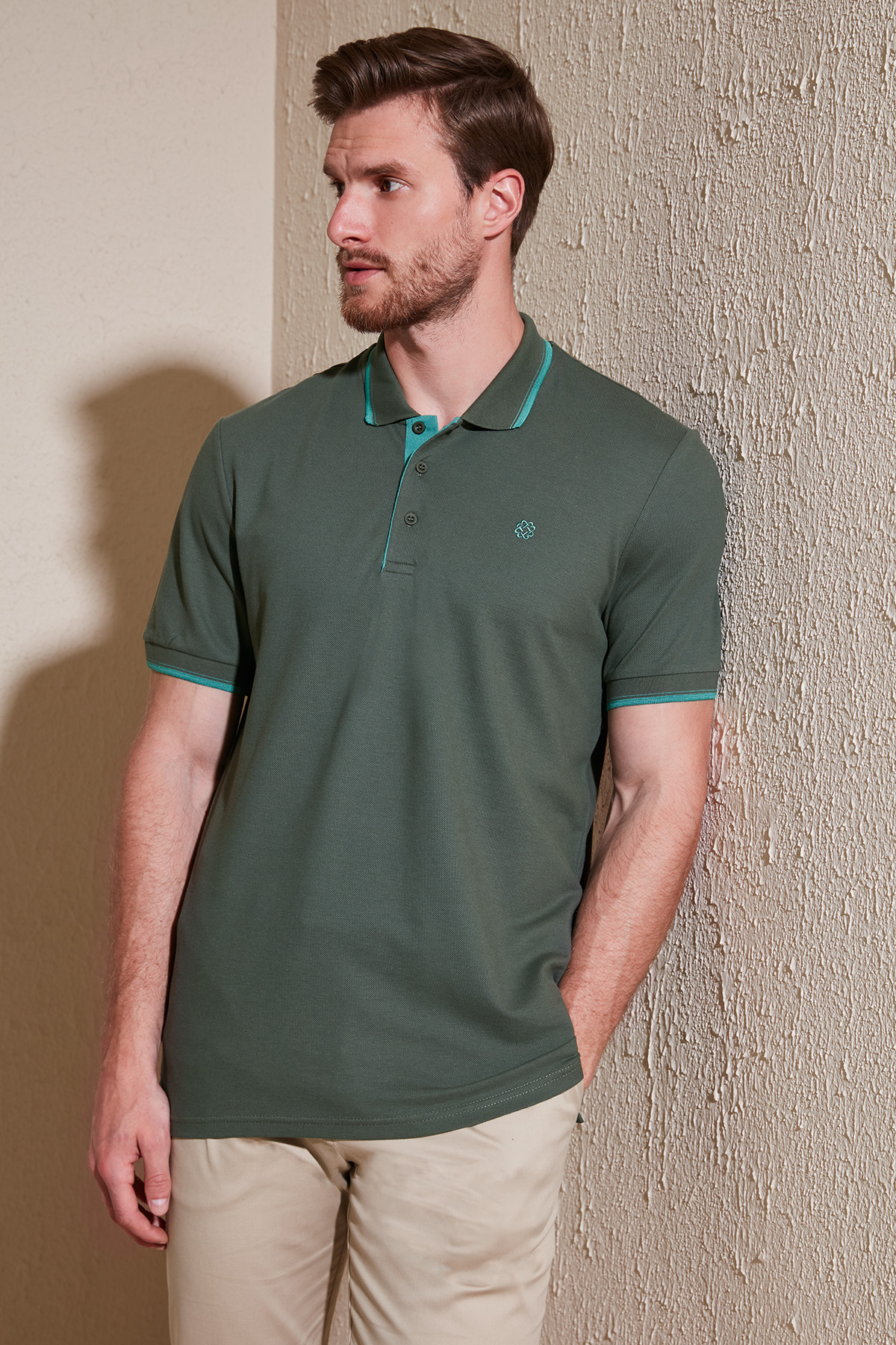 Erkek Polo Yaka T Shirt 5902118 Haki-Mint