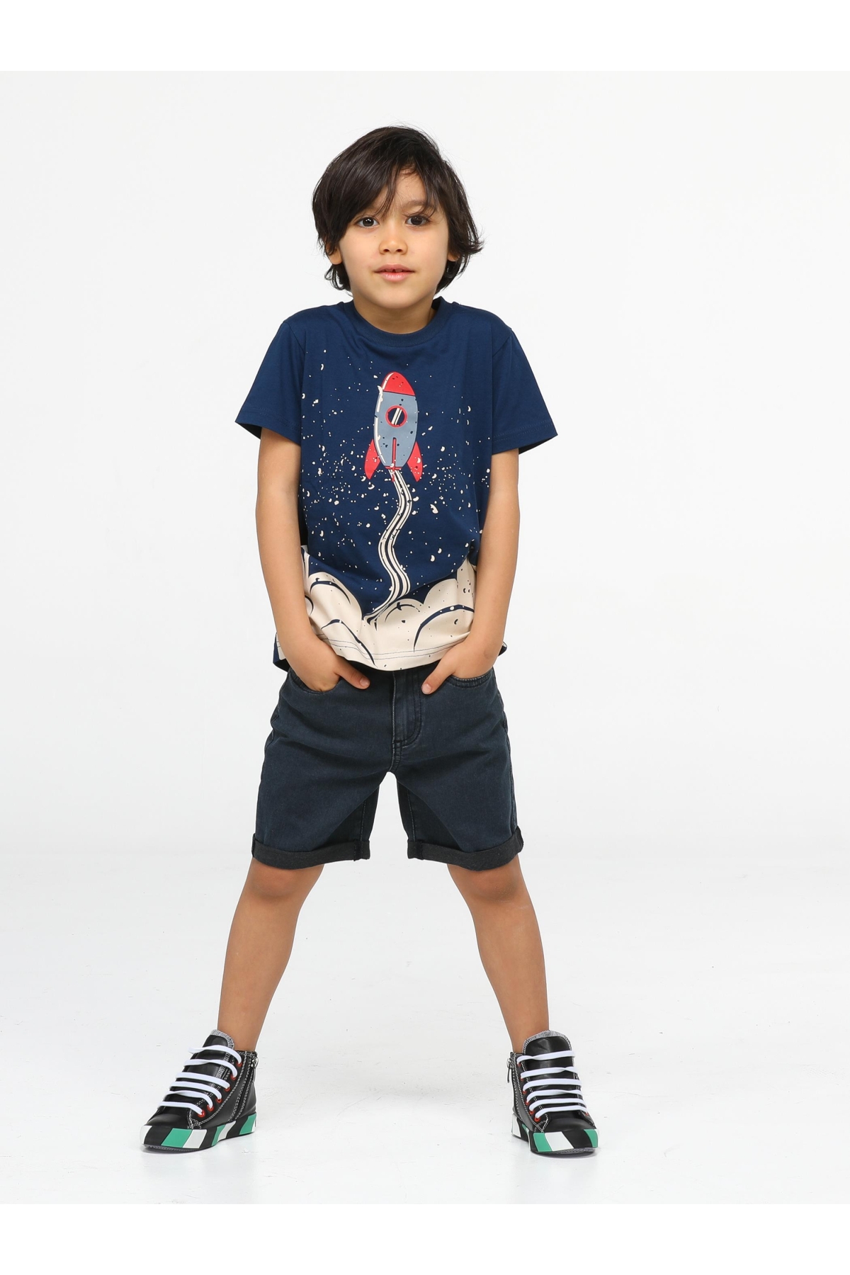 Rocket Denim Şort + T-Shirt Takım