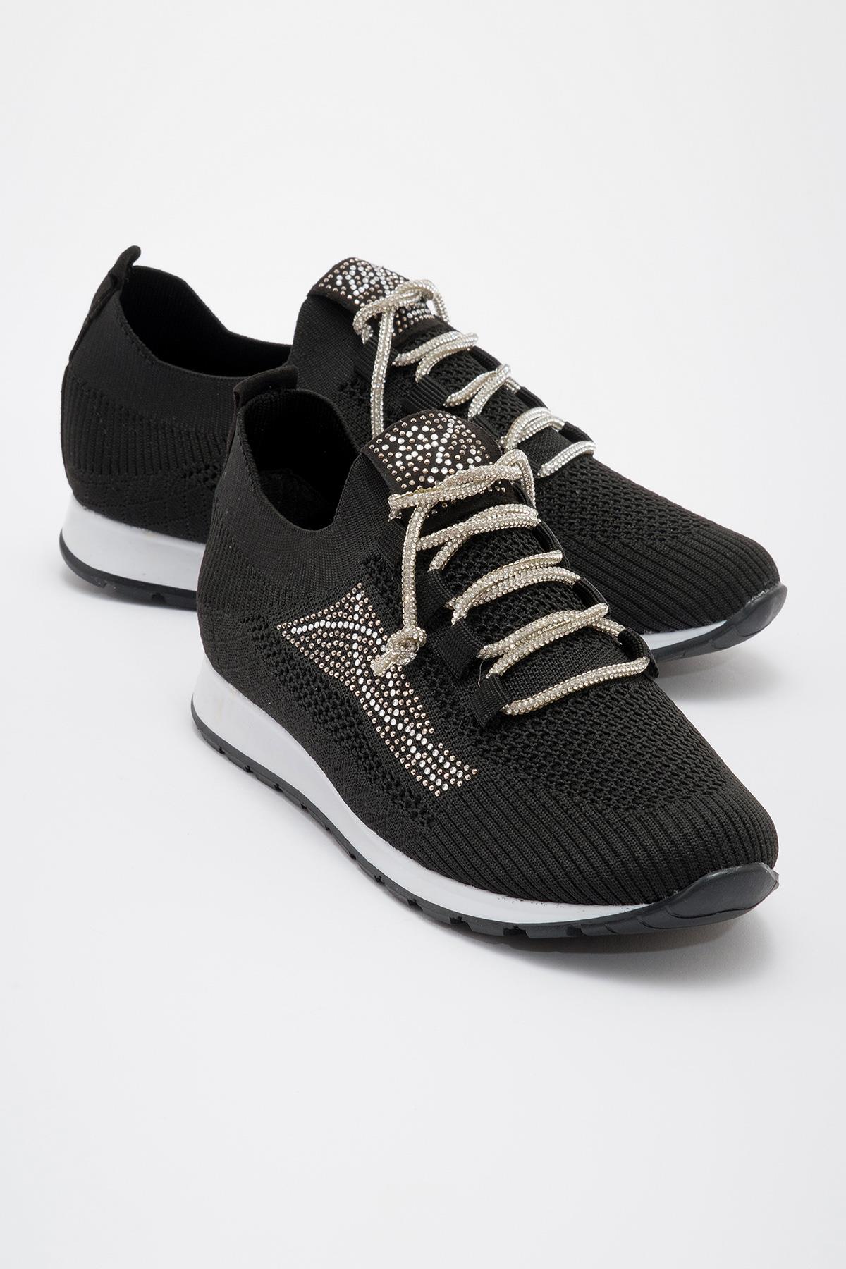 Kaydırmaz Taban Taşlı Kadın Spor Ayakkabı SİYAH - Görsel 3