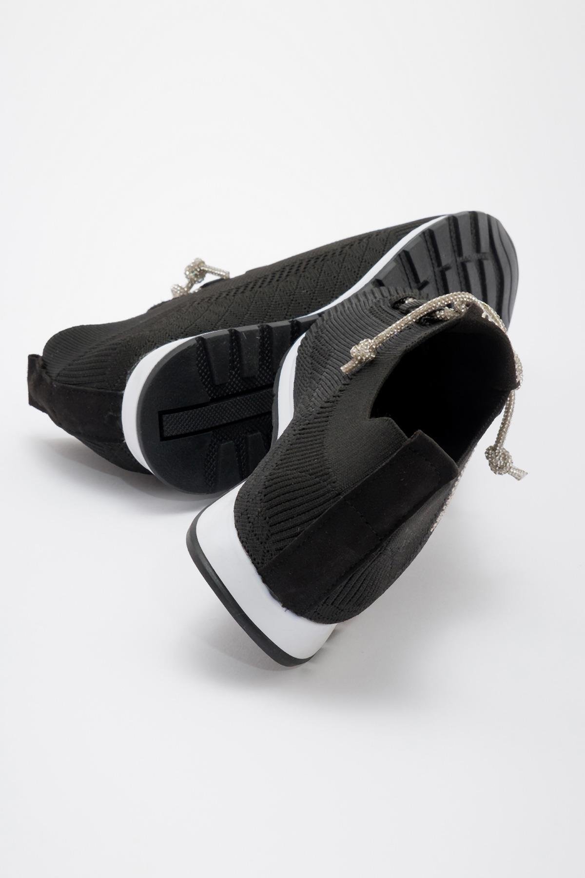 Kaydırmaz Taban Taşlı Kadın Spor Ayakkabı SİYAH - Görsel 5