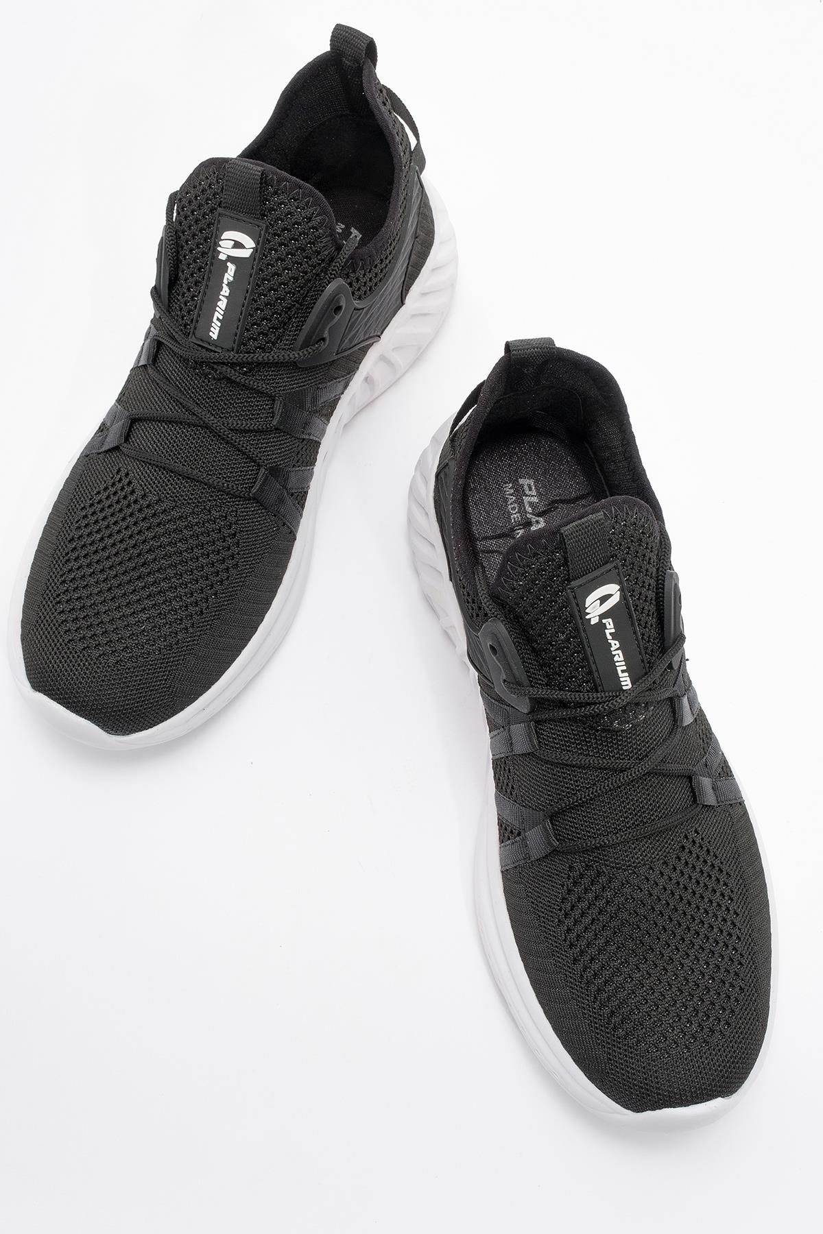 Erkek Triko Spor Ayakkabı SİYAH BEYAZ - Görsel 4