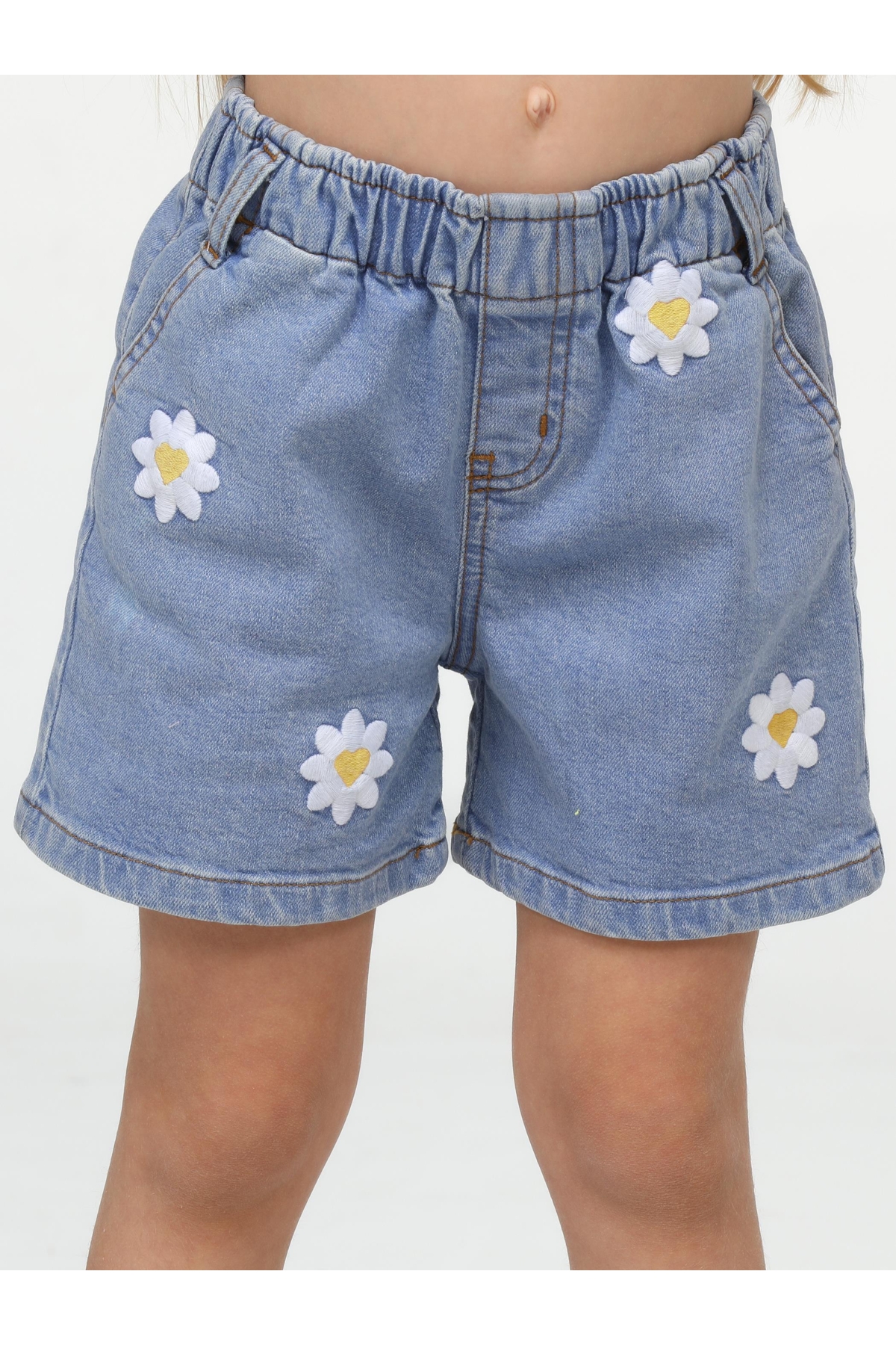 Daisy Nakışlı Kız Çocuk Denim Şort