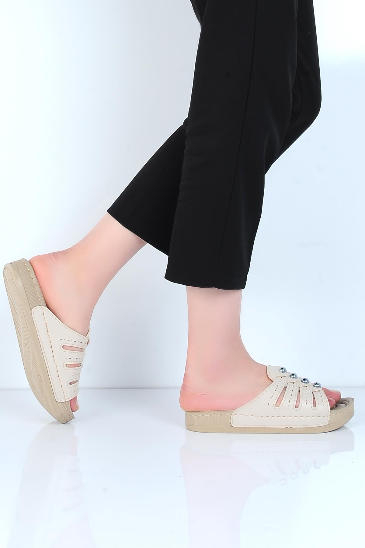 461-3 Hera Petli Günlük Kadın Düz Terlik - Görsel 4